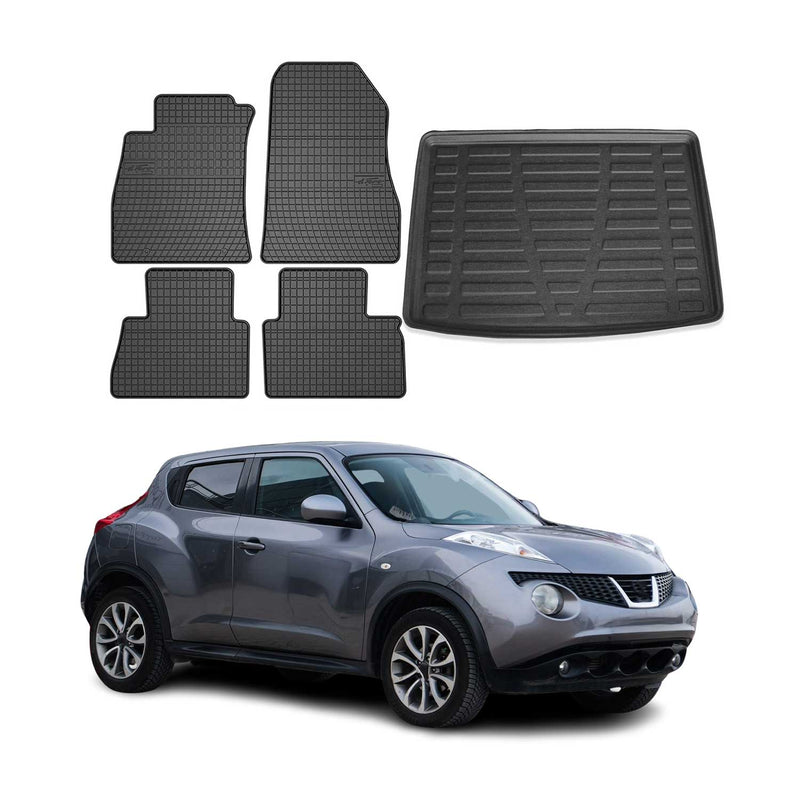 Kit Tapis de sol et coffre pour Nissan Juke 2010-2019 en Caoutchouc Noir
