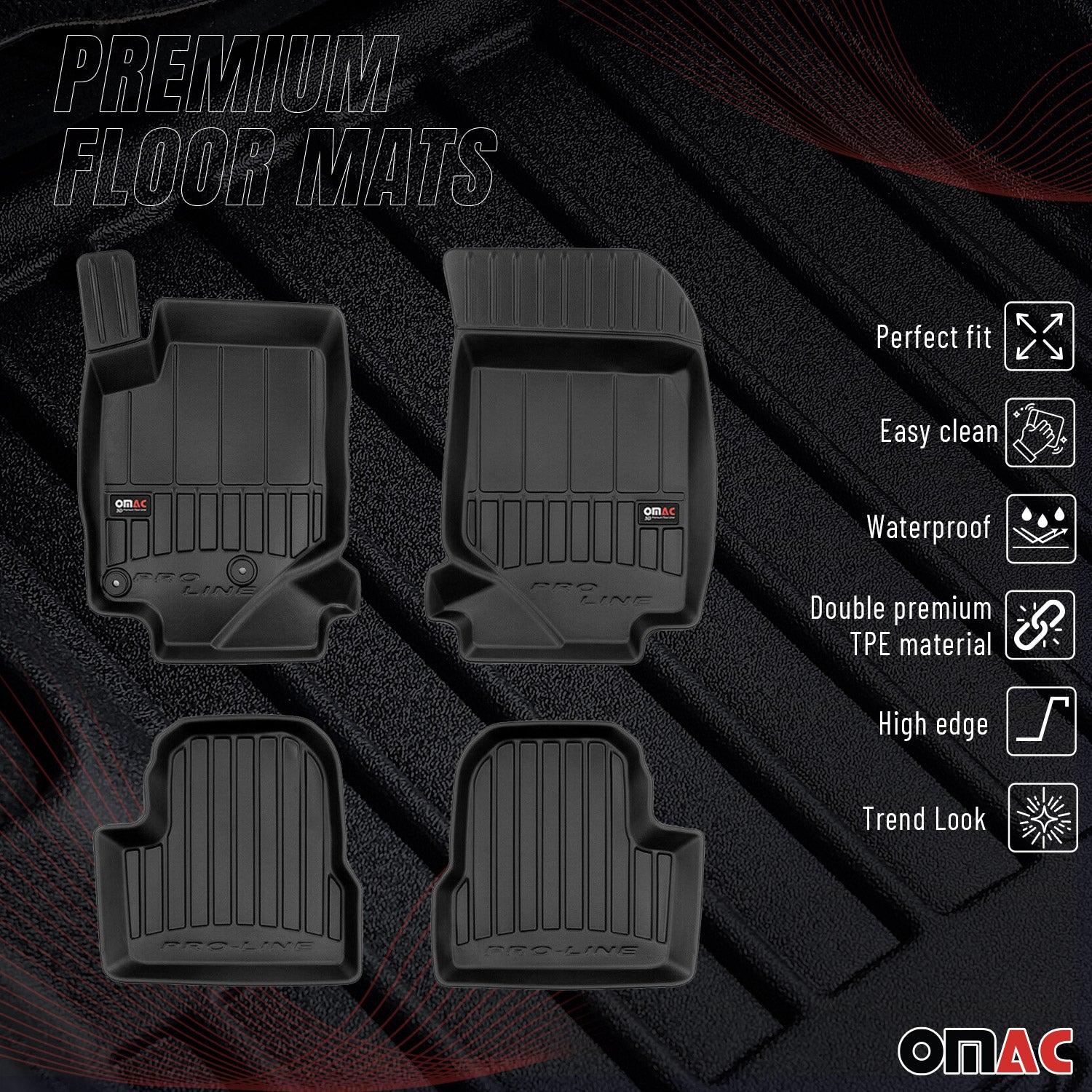 Tapis de Sol pour Opel Corsa F 2019-2026 Caoutchouc TPE Noir