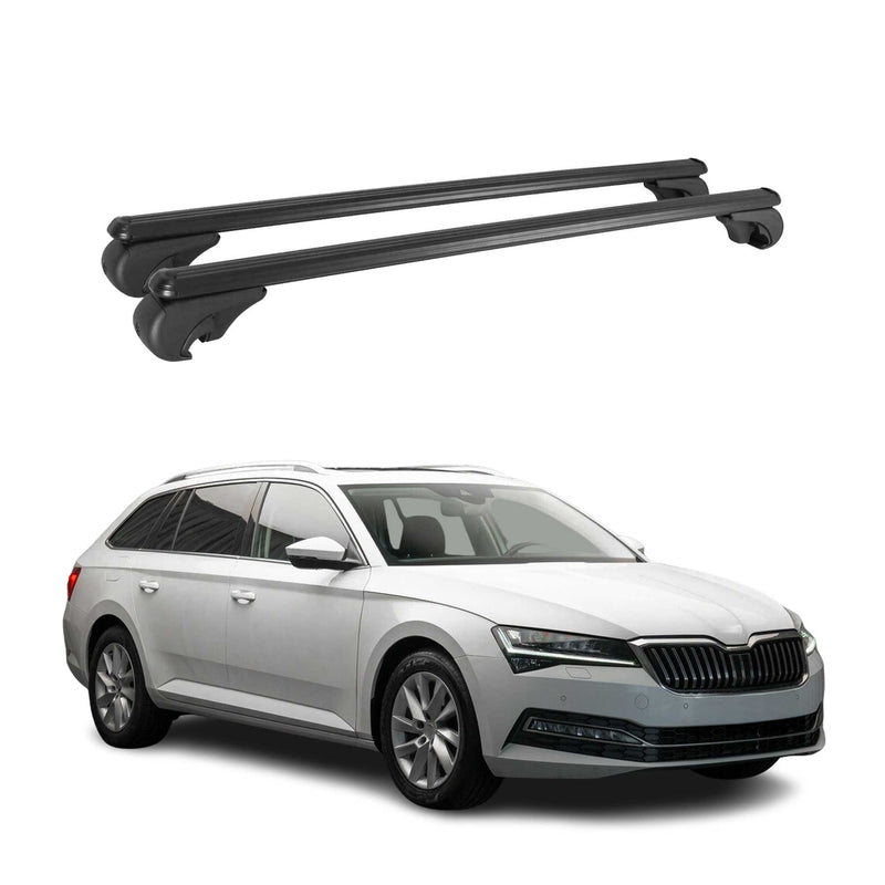 Barres de toit Transversales pour Skoda Superb 2015-2025 Break Aluminium Noir