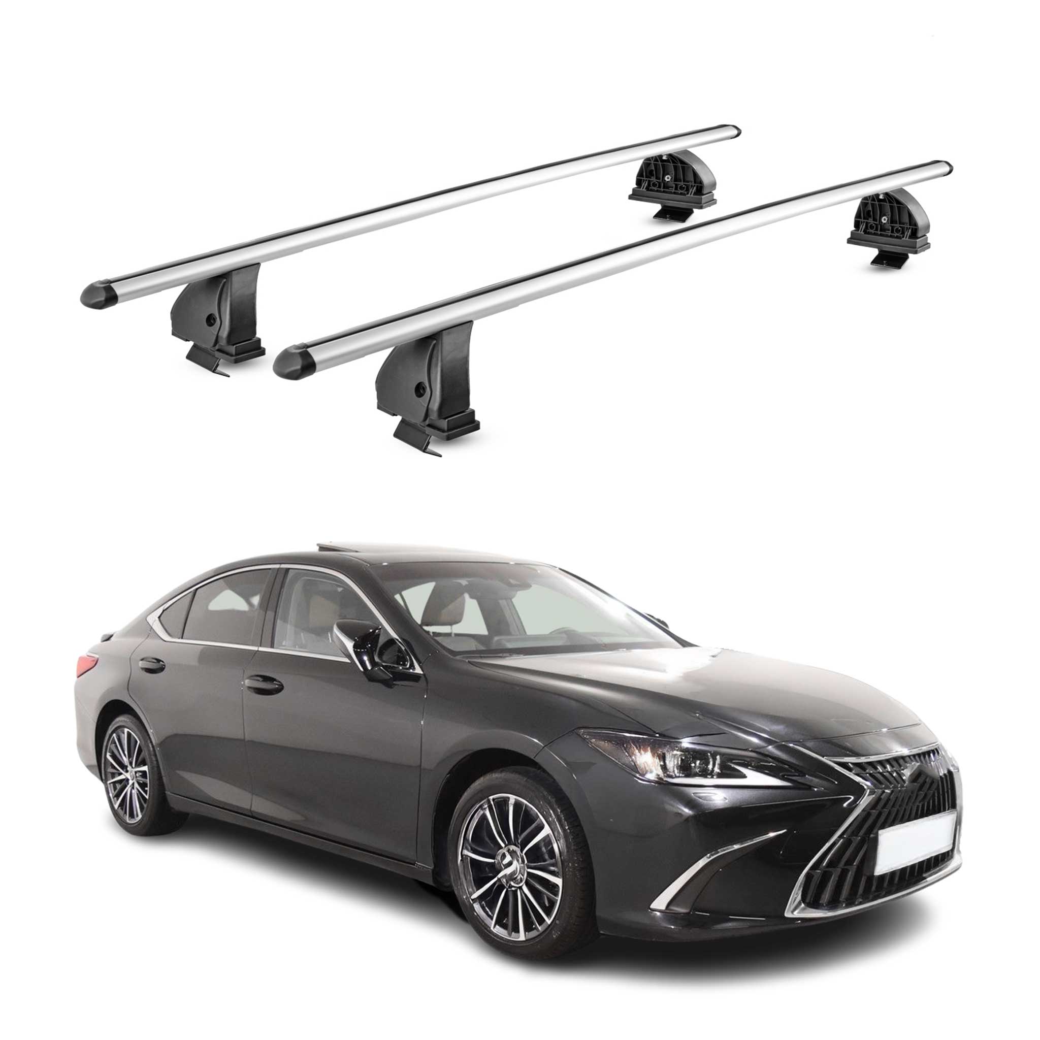 Barres de toit transversales Alu pour Lexus ES VII XZ10 2019-2025 TÜV Gris 2Pcs
