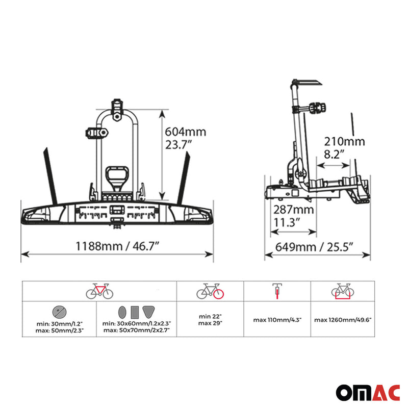 Menabo Alcor 2 Velos Porte-Velos sur Attelage 60kg