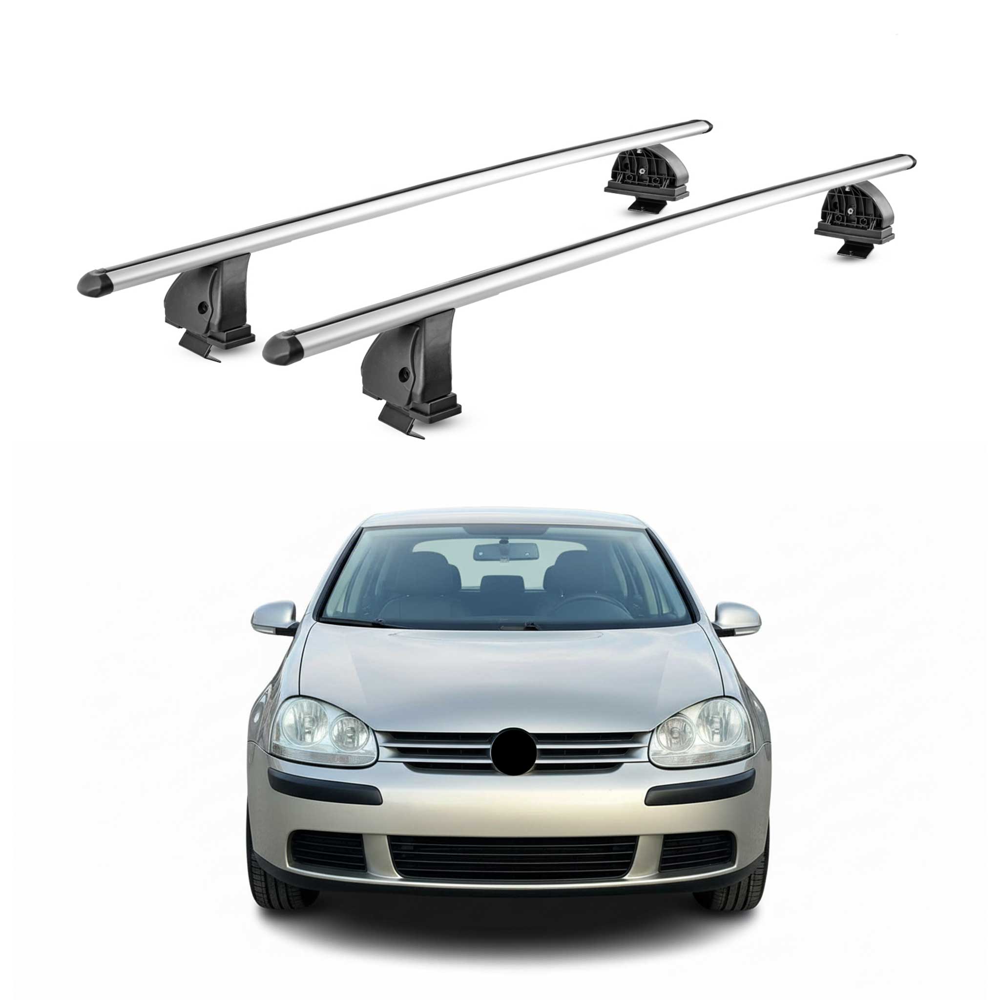 Barres de toit Alu pour VW Golf mk5 / Golf mk5 Plus 2004-09 5Portes TÜV Gris 2x
