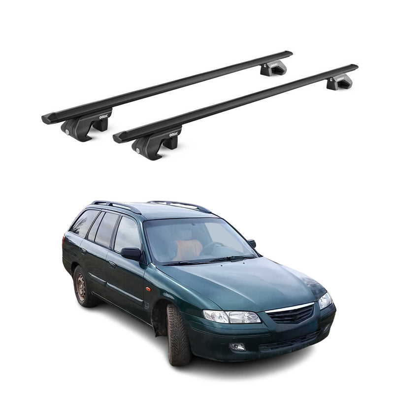 Barres de toit transversales pour Mazda 626 Break GV 1988-1997 Alu Noir 2x ABE