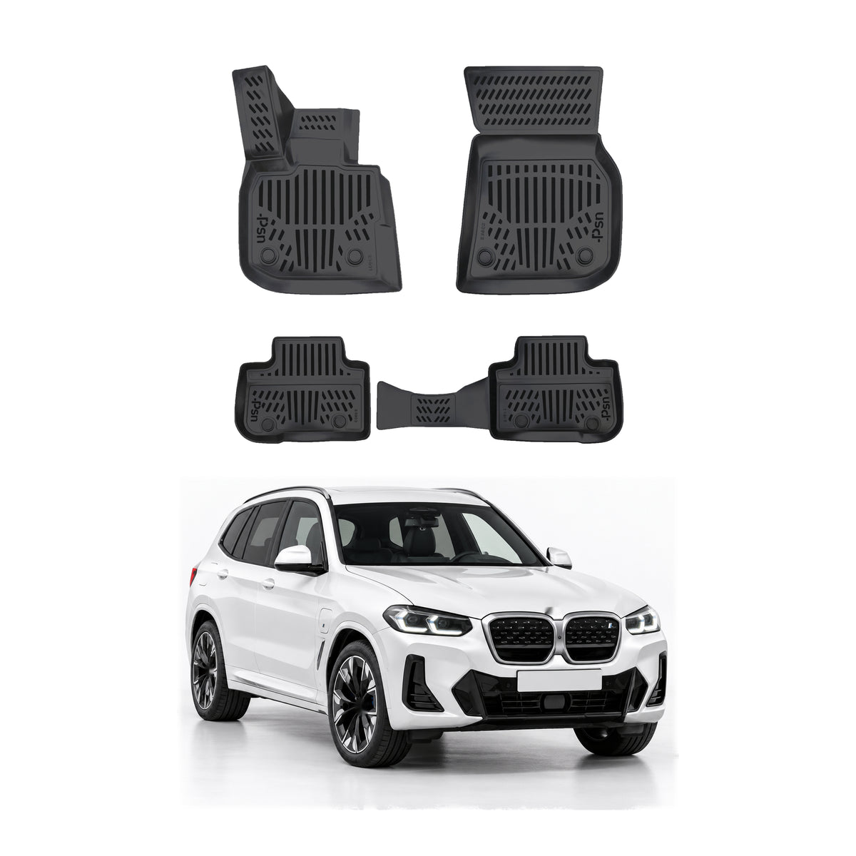 Tapis de sol pour BMW X3 G01 / IX3 G08 2020-2025 Noir 3D en Caoutchouc TPE 4Pcs