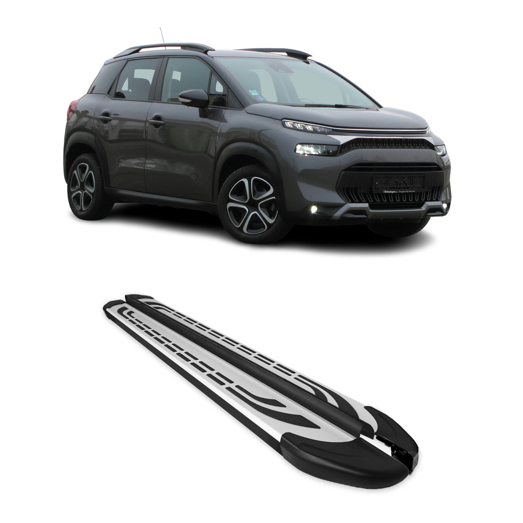 Marchepieds Latéraux pour Citroen C3 Aircross 2017-2024 Aluminium Gris Noir 2x