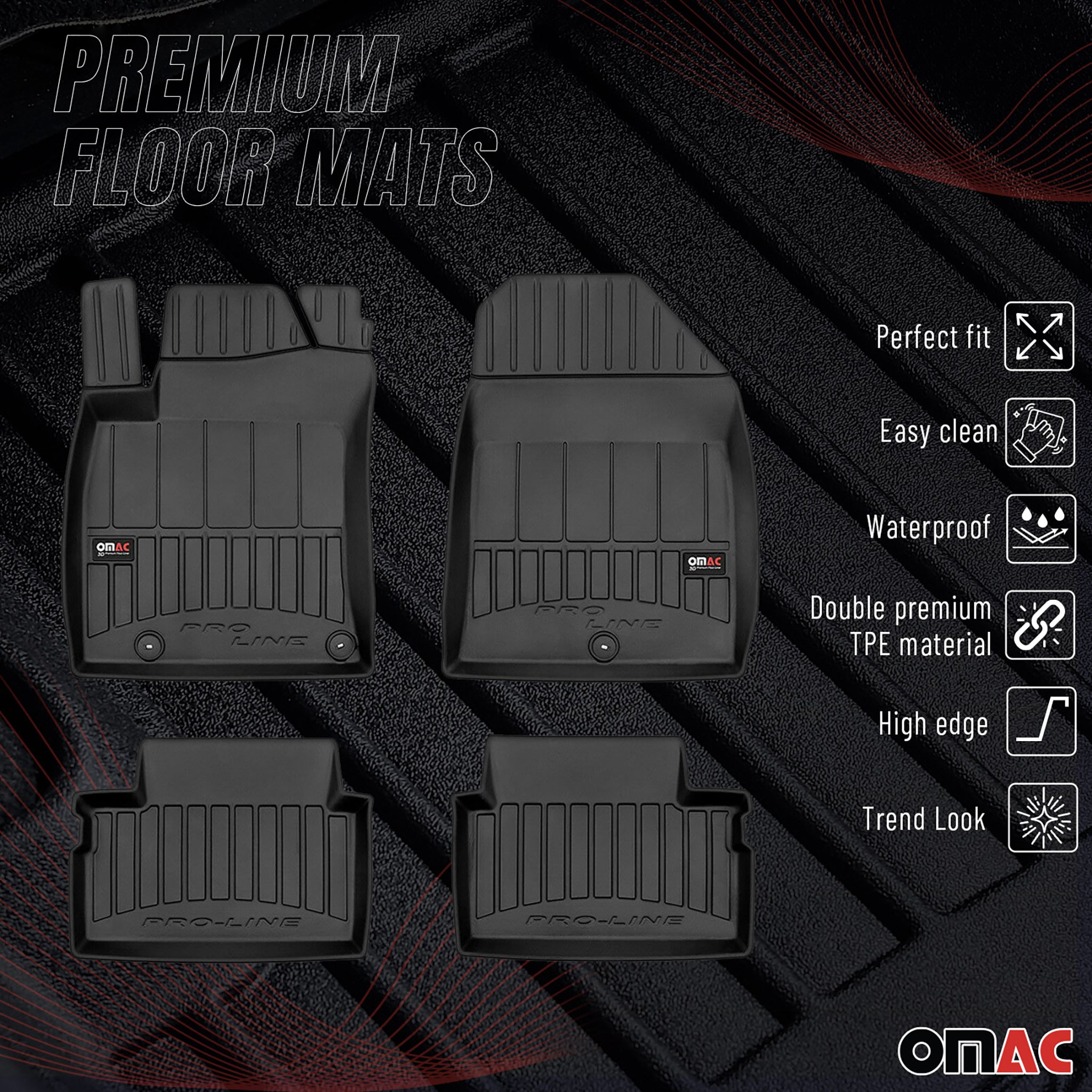 Tapis de Sol pour Hyundai i30 2017-2020 TPE Noir 4 Pcs