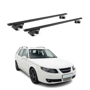 Barres de toit transversales ABE pour Saab 9-5 Break 1998-2010 Aluminium Noir 2x