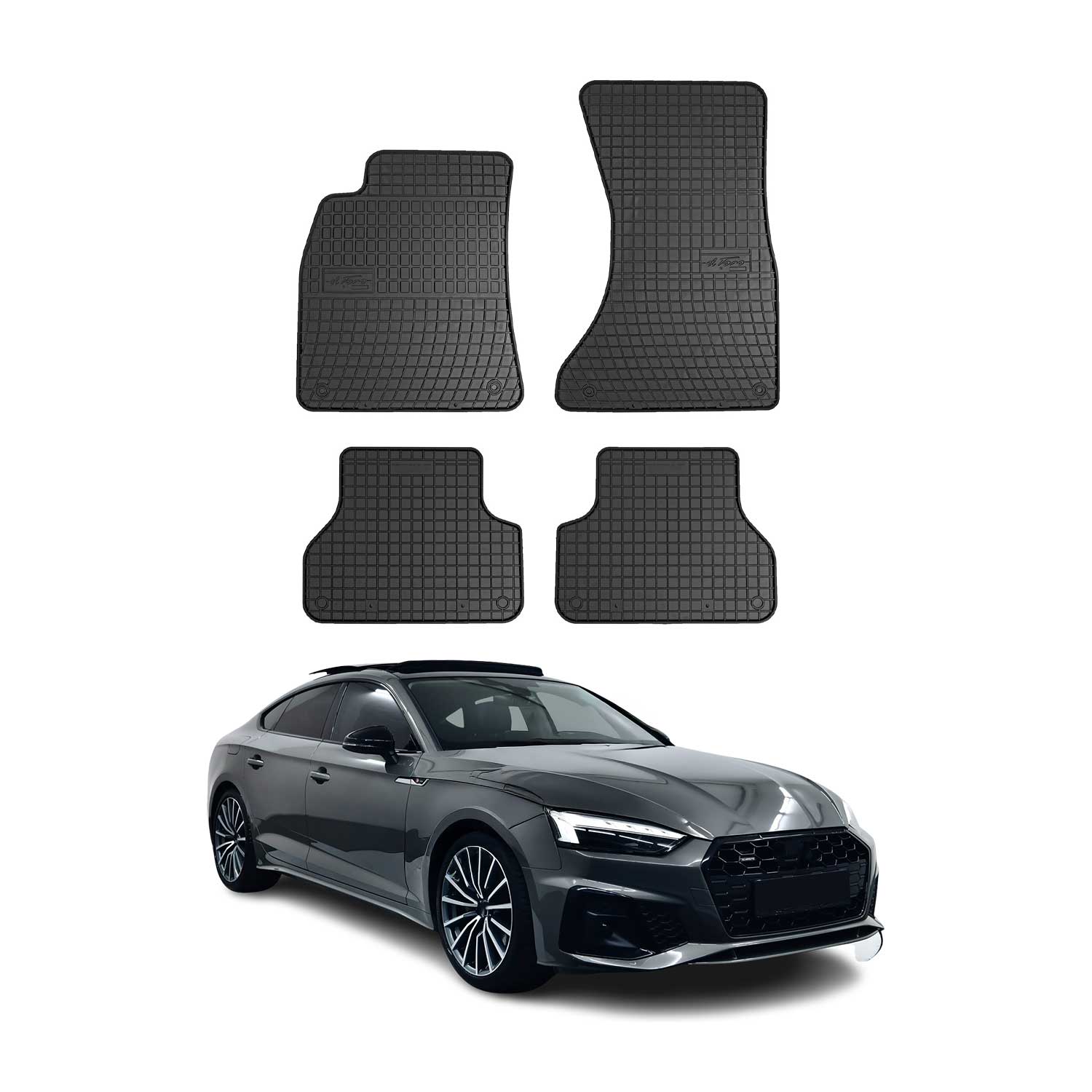 OMAC Tapis de sol pour Audi A5 F5 Sportback 2016-2024 Noir en caoutchouc