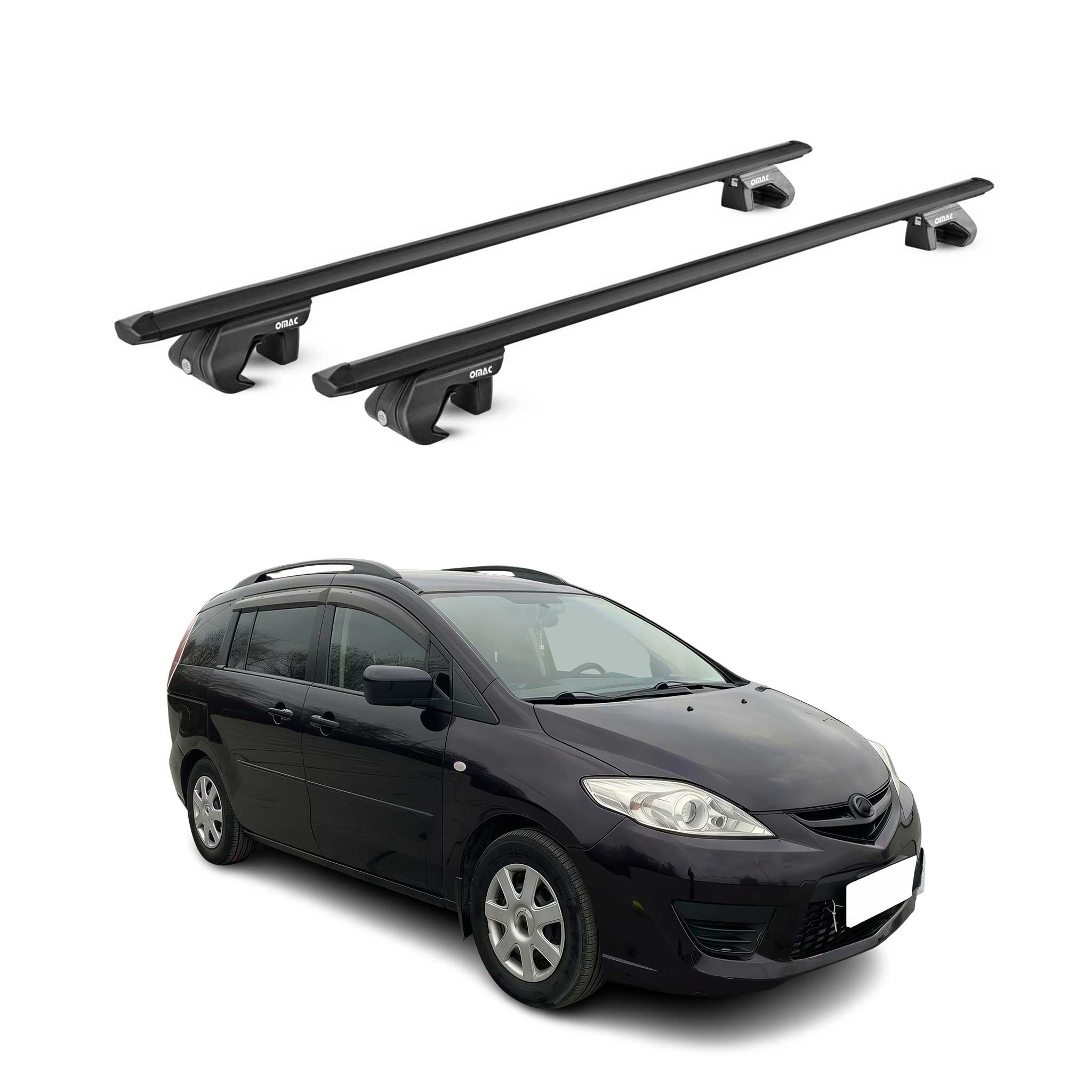 Barres de toit transversales pour Mazda 5 CR-CW 2005-2015 Aluminium Noir 2x ABE