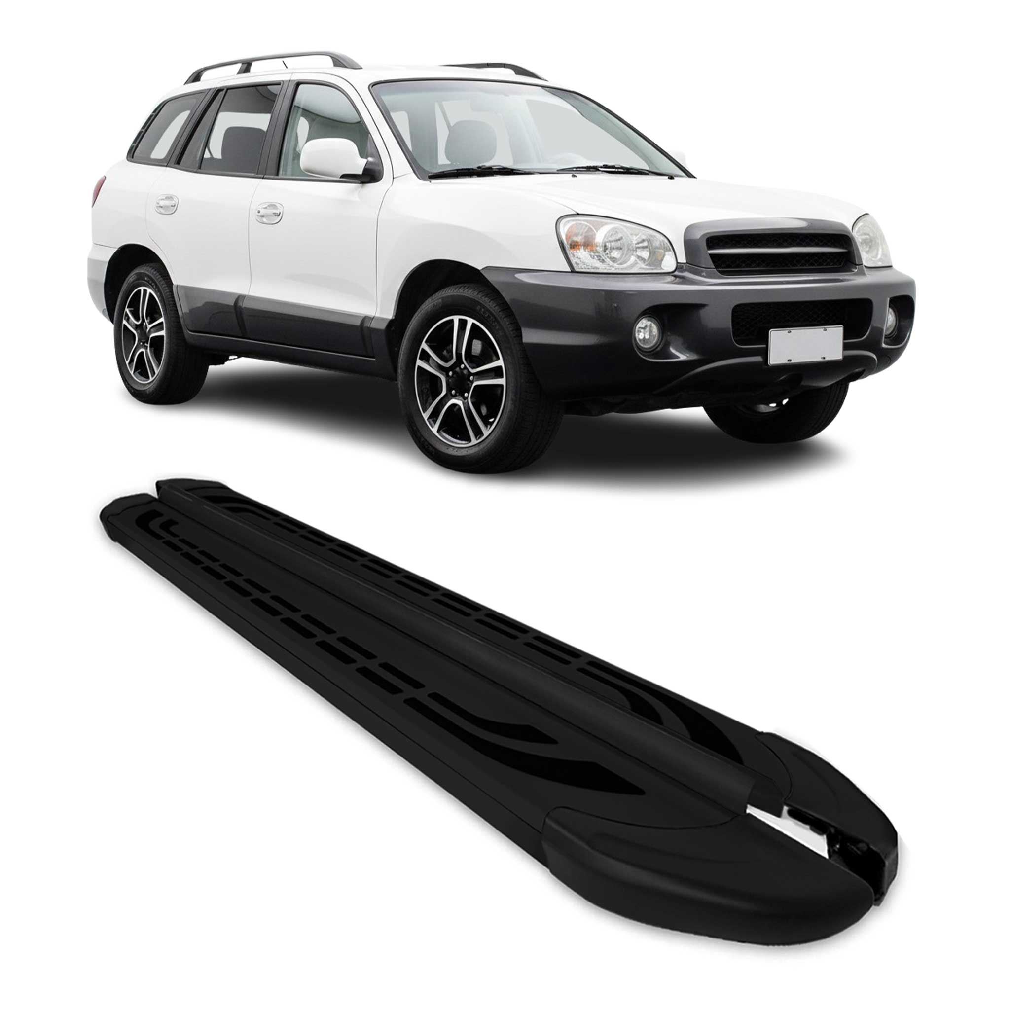 Marchepieds Latéraux pour Hyundai Santa Fe 2000-2006 Aluminium Noir 2Pcs
