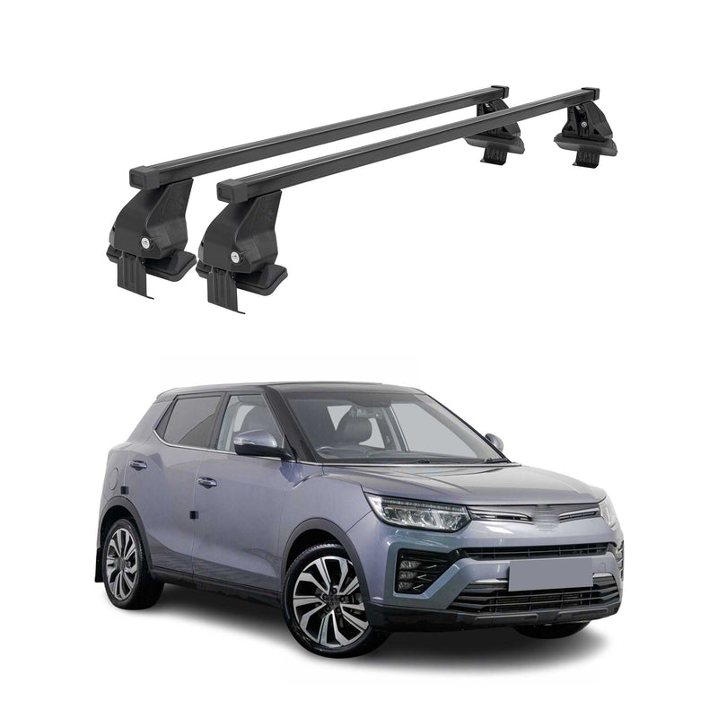 Barres de toit transversales pour Ssangyong Tivoli 2015-2023 Acier Noir 2Pcs