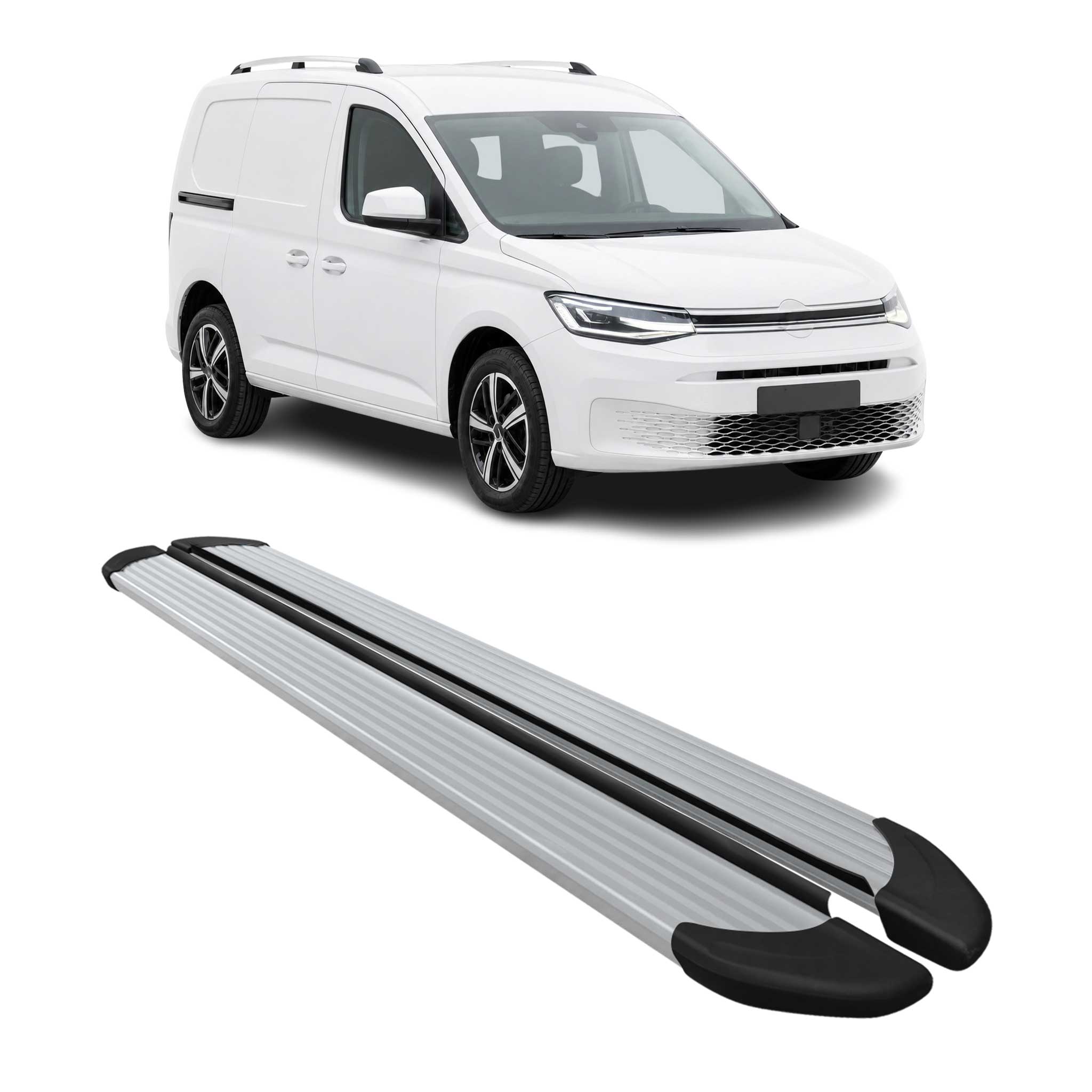 Marchepieds Latéraux pour VW Caddy Maxi 2020-2026 L2 Aluminium Noir 2Pcs
