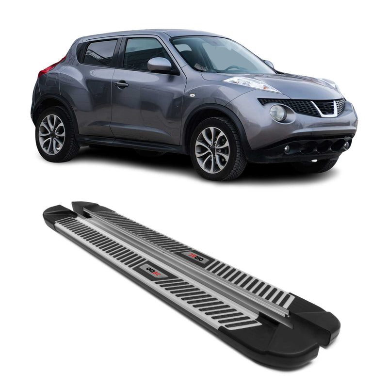 Marchepieds Latéraux pour Nissan Juke 2010-2019 Noir Gris Aluminium 2Pcs