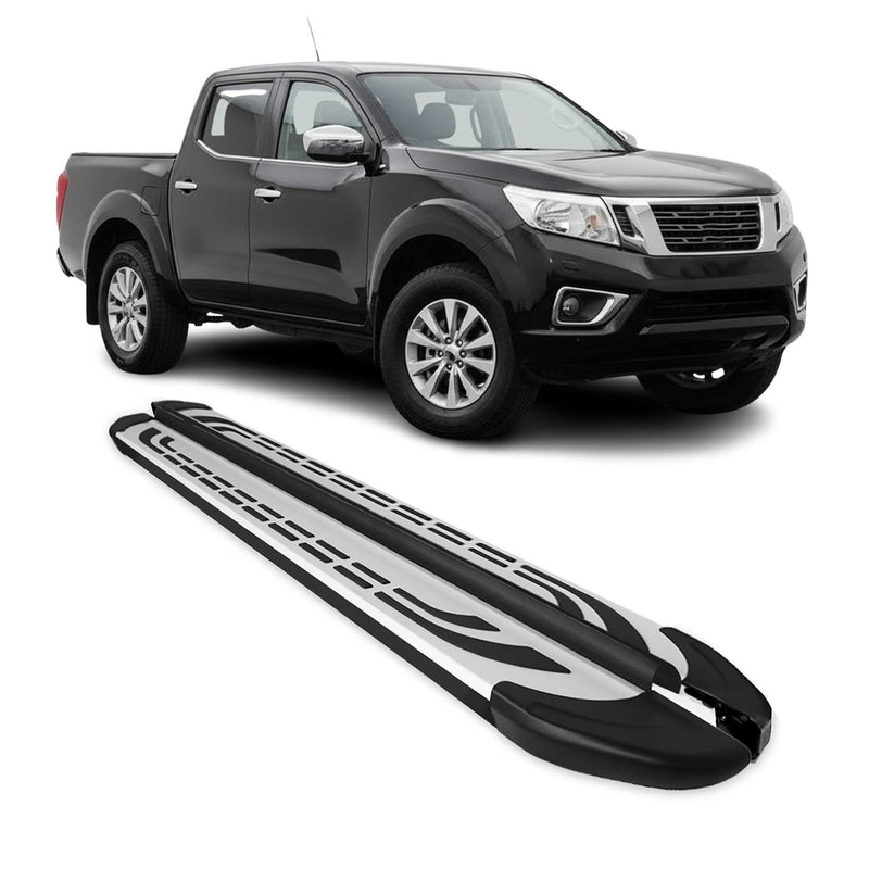 Marchepieds Latéraux pour Nissan Navara Double Cab 2016-2025 Alu Gris Noir 2Pcs
