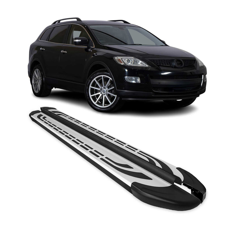 Marchepieds Latéraux pédale pour Mazda CX-9 2010-2015 Aluminium Gris Noir 2x