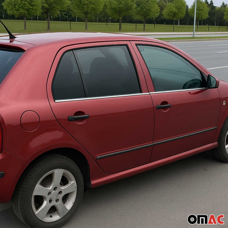 Baguettes pour contour Latérales pour Skoda Fabia I 1999-2007 Acier inox Chromé