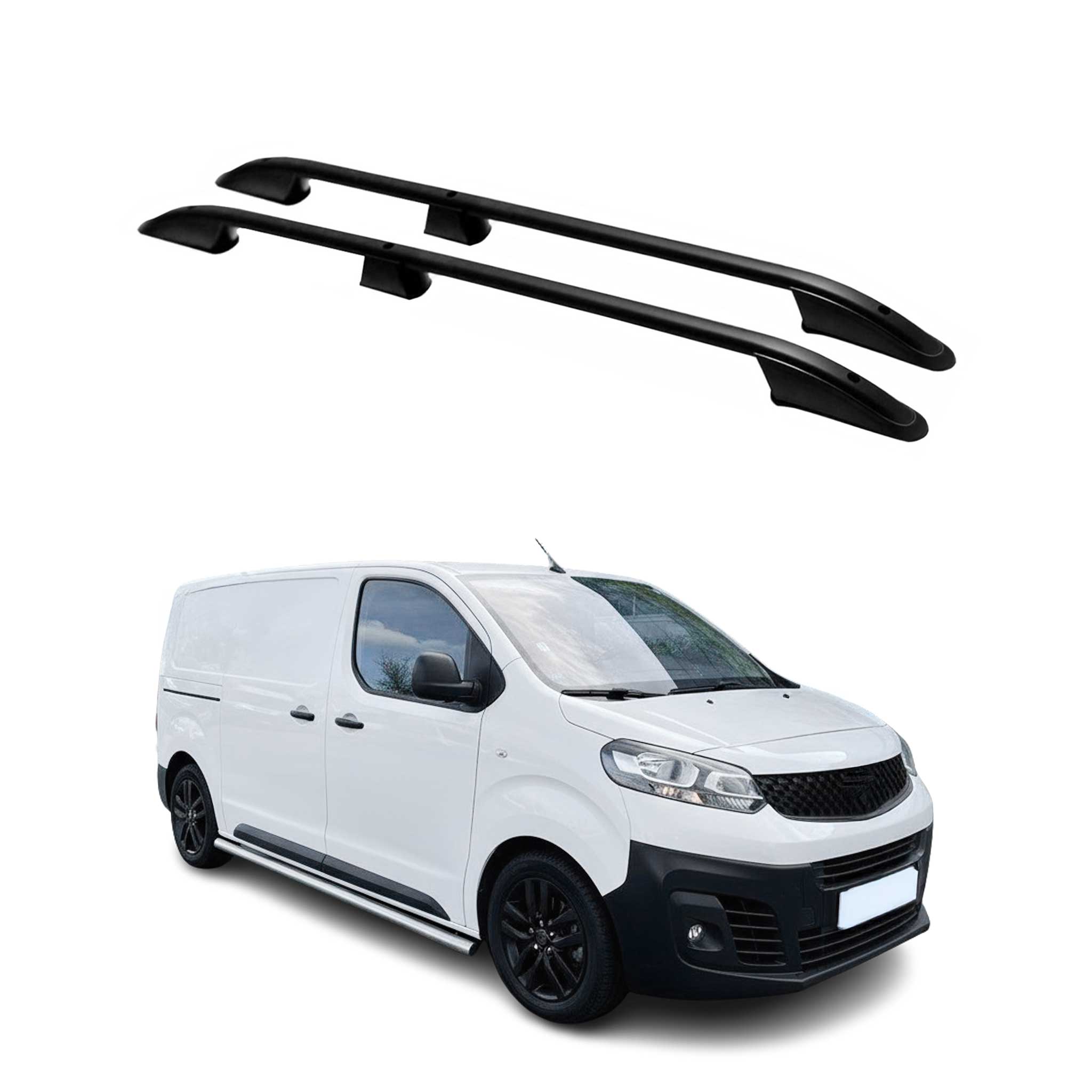 Barres de toit longitudinales pour Fiat Scudo / Ulysse 2022-2026 L2 Alu Noir