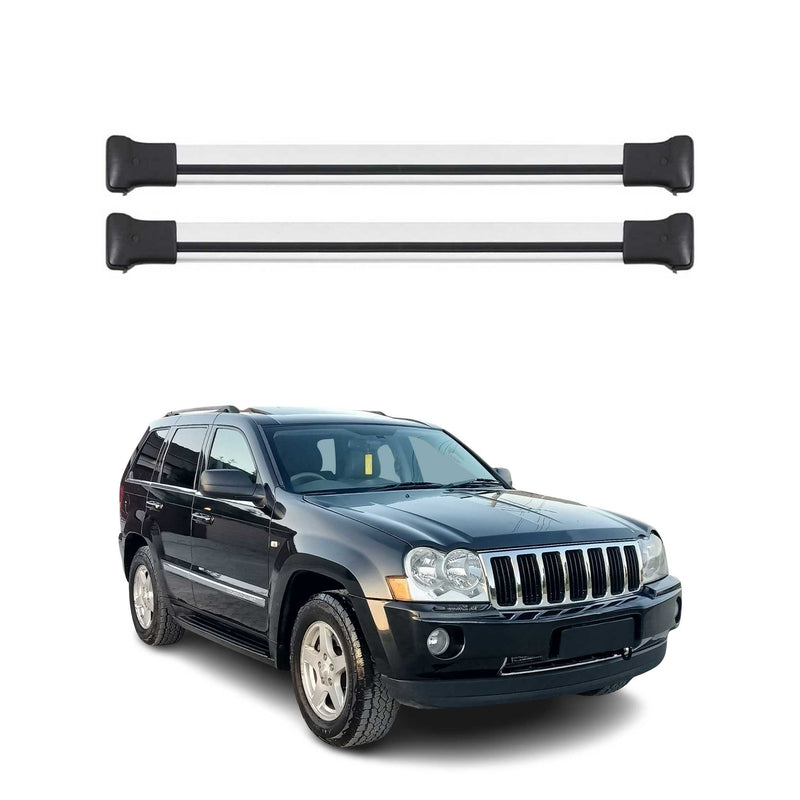 Barres de toit transversales pour Jeep Grand Cherokee 2005-2010 Aluminium Gris