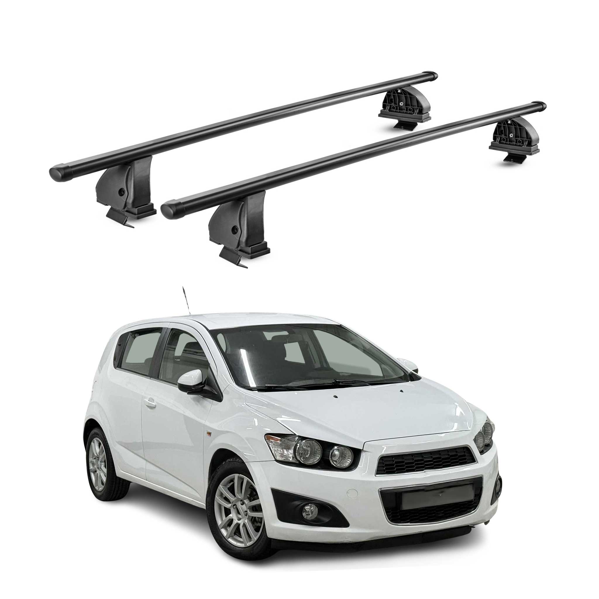 Barres de toit transversales acier pour Chevrolet Aveo II HB 2012-2016 Pre-FL
