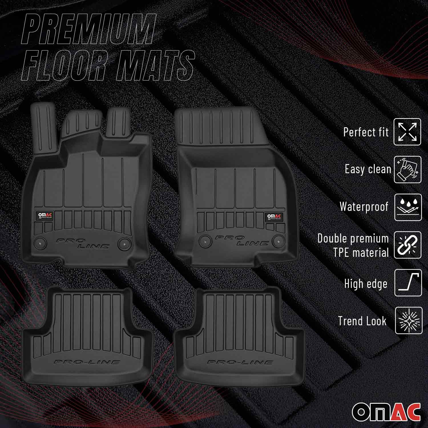 OMAC Tapis de sol caoutchouc pour Audi Q2 2017-2026 Noir Premium