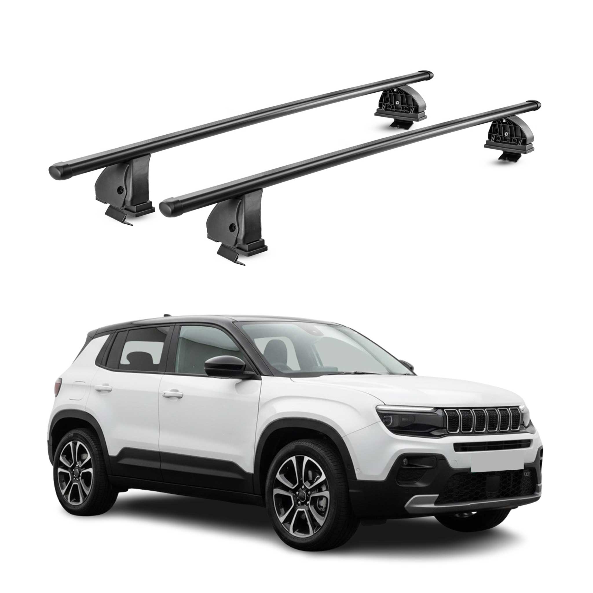 Barres de toit transversales acier pour Jeep Avenger 2023-2026 TÜV 75 kg Noir 2x