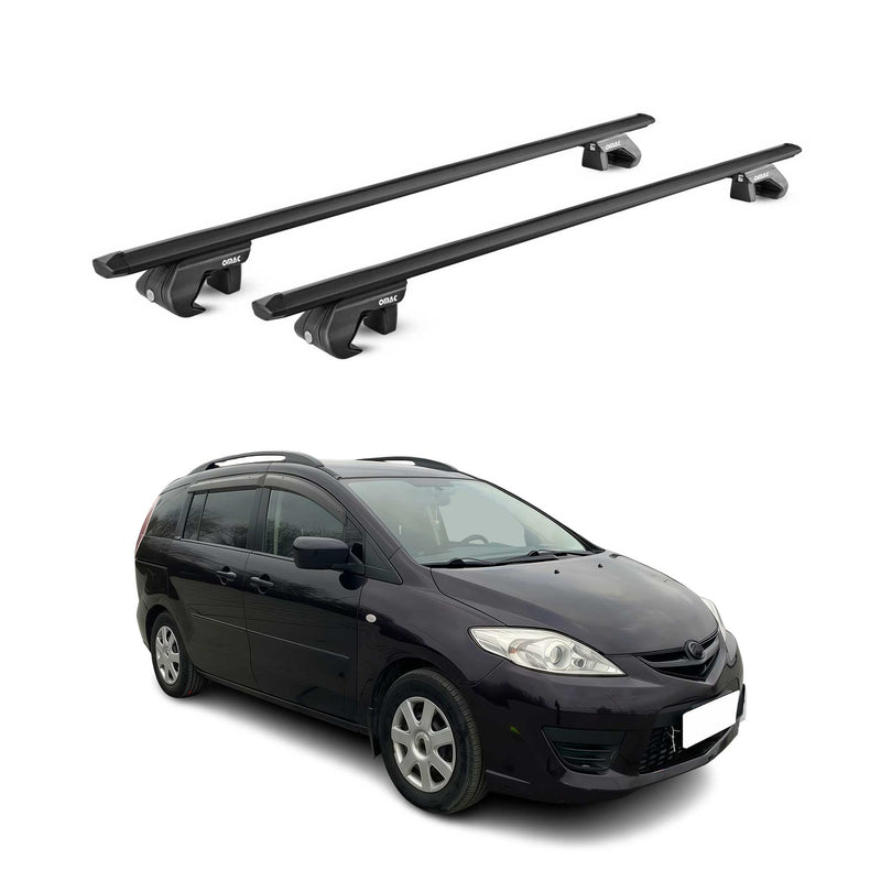 Barres de toit transversales pour Mazda 5 CR-CW 2005-2015 Aluminium Noir 2x ABE