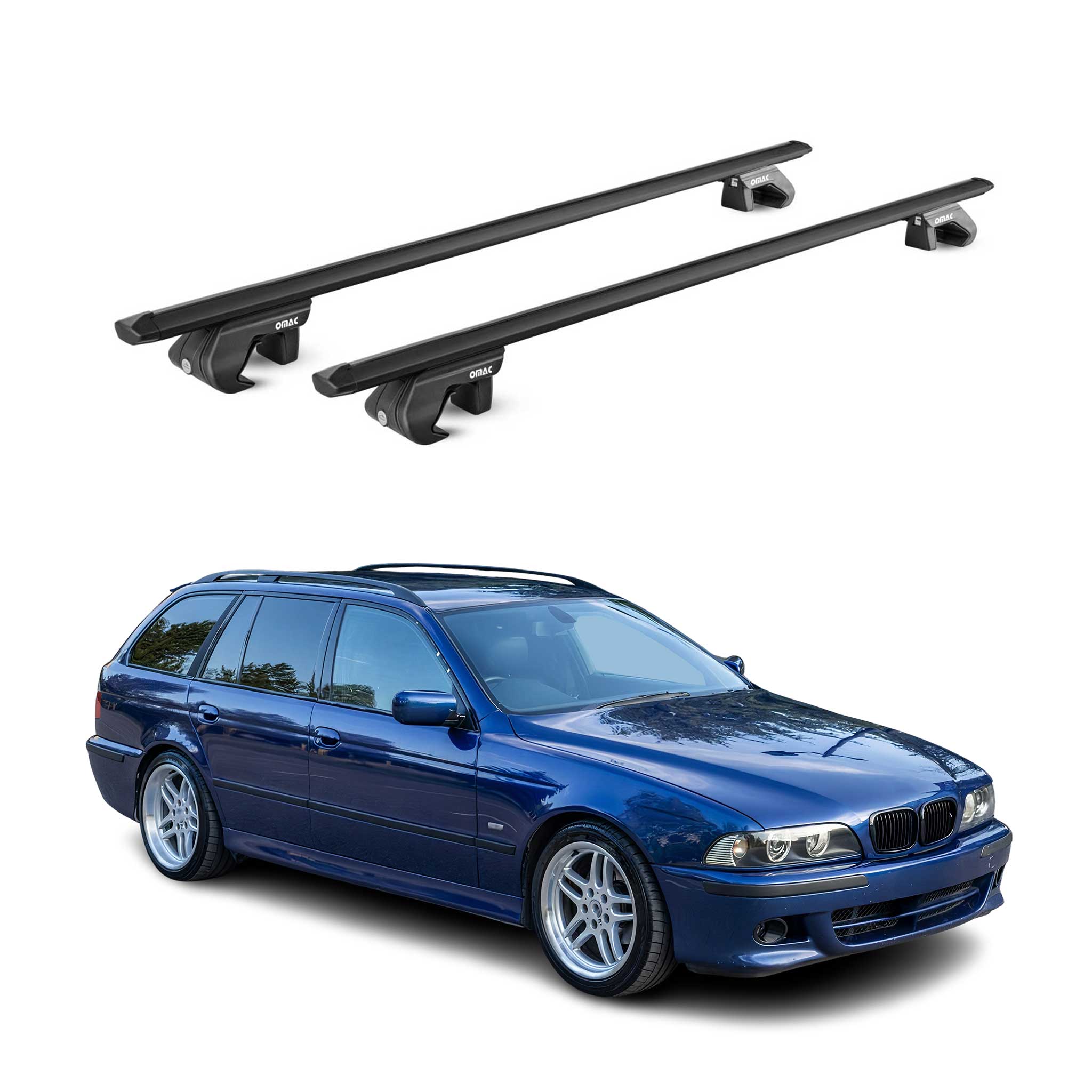 Barres de toit transversales ABE pour BMW Serie 5 Break E39 E61 1996-2011 Noir