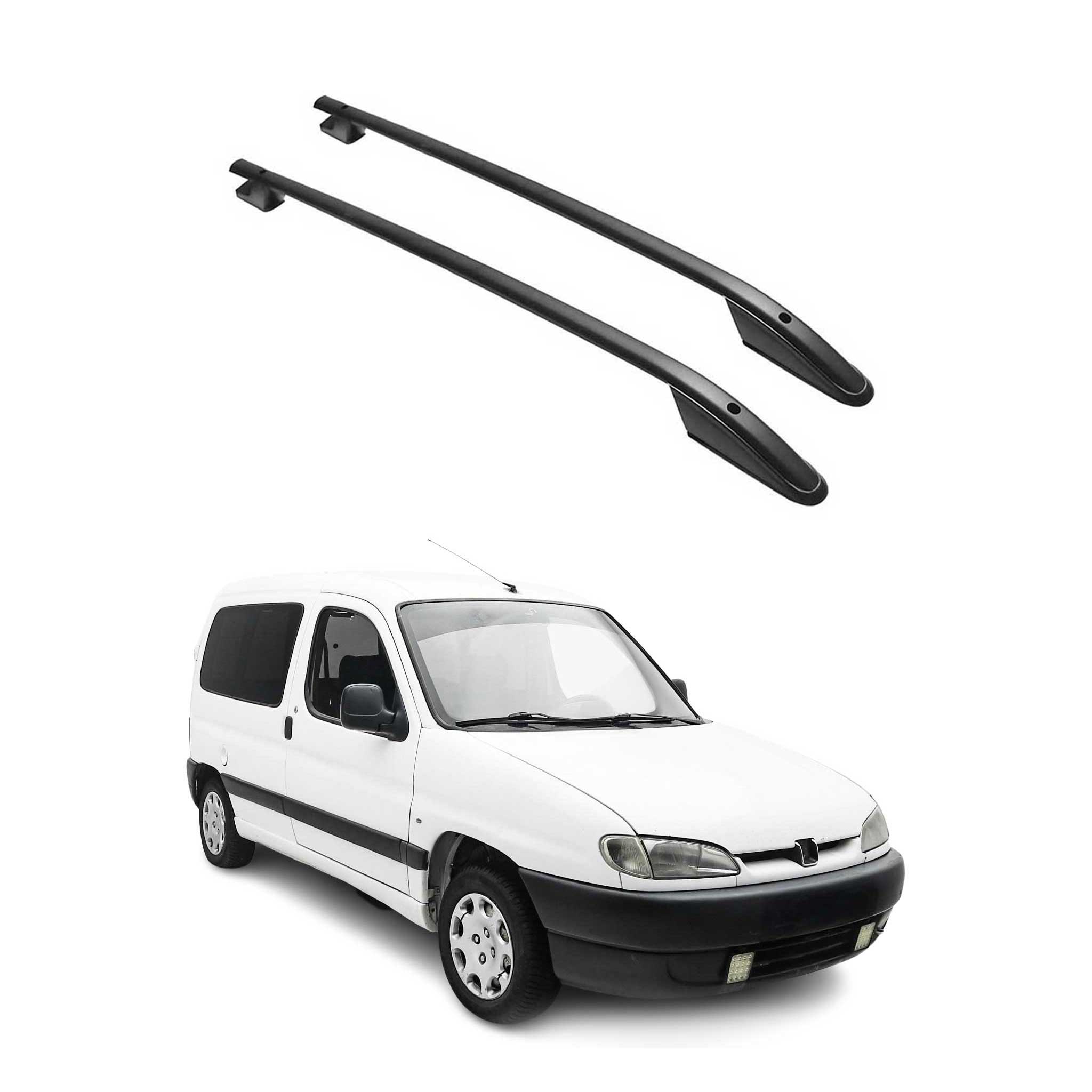 Barres de toit longitudinales pour Peugeot Partner 1996-2008 Aluminium Noir