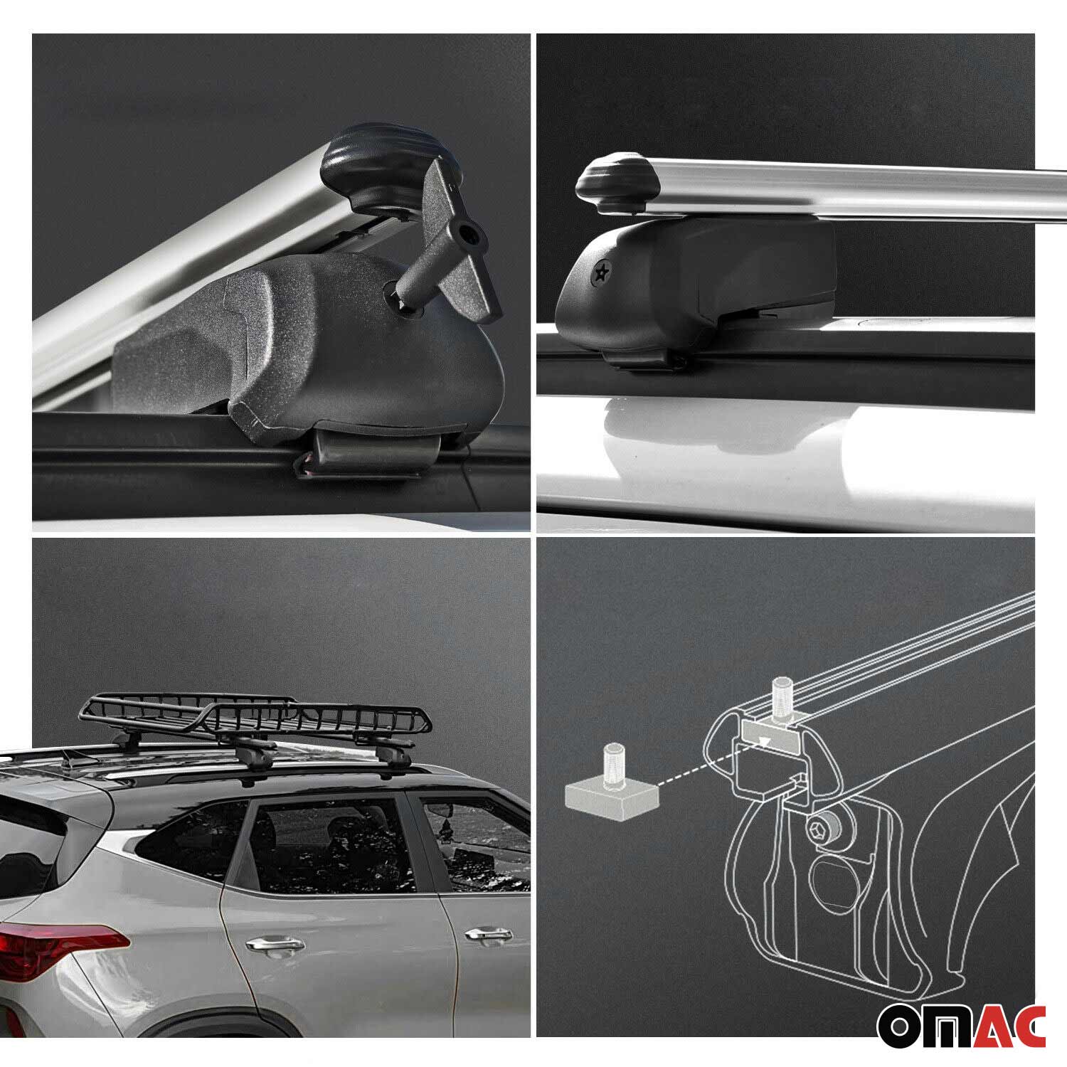 Barres de toit Transversales pour Renault Koleos I 2011-2015 Facelift Alu Gris