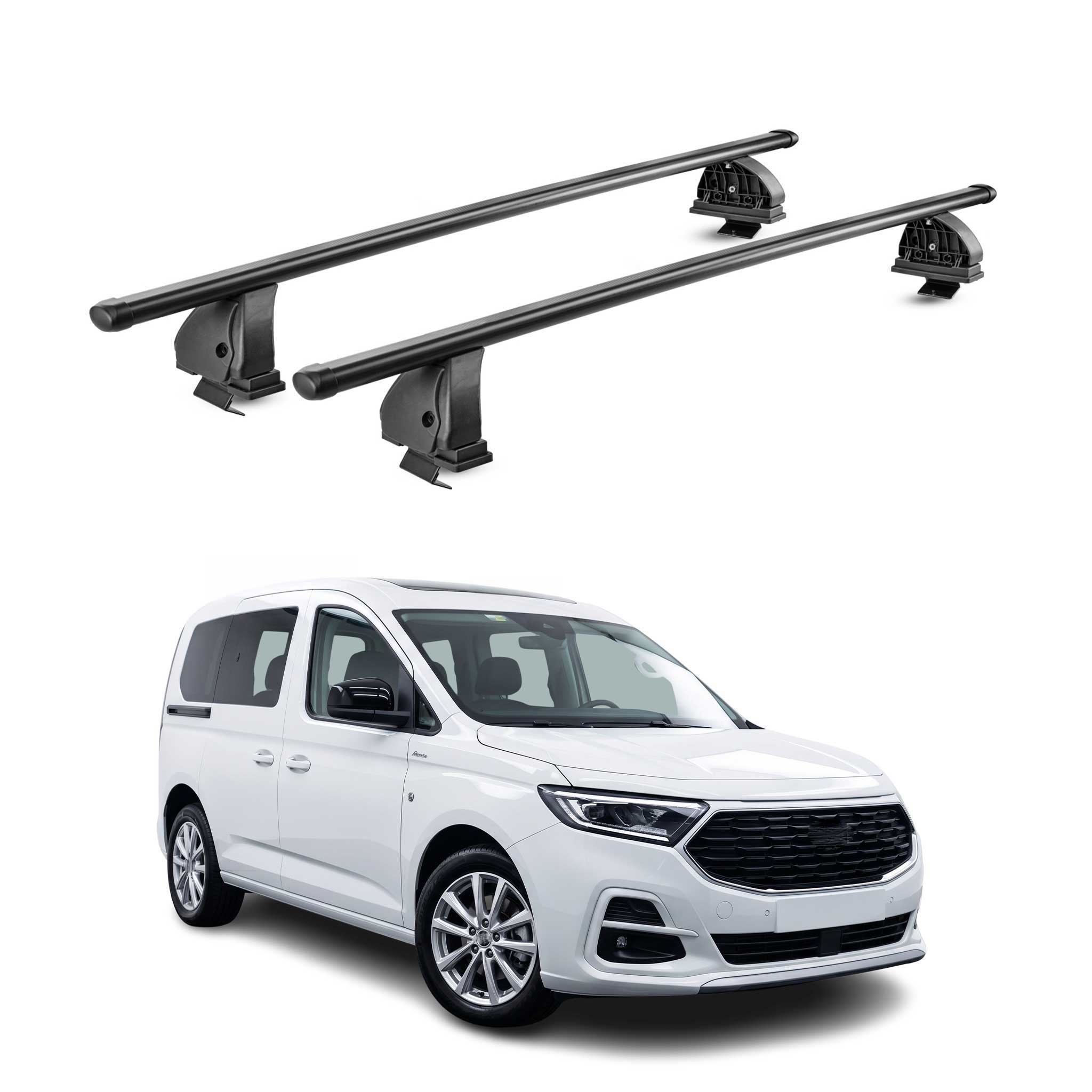 Barres de toit acier pour Ford Tourneo Connect III 2022-2026 TÜV Noir 2Pcs