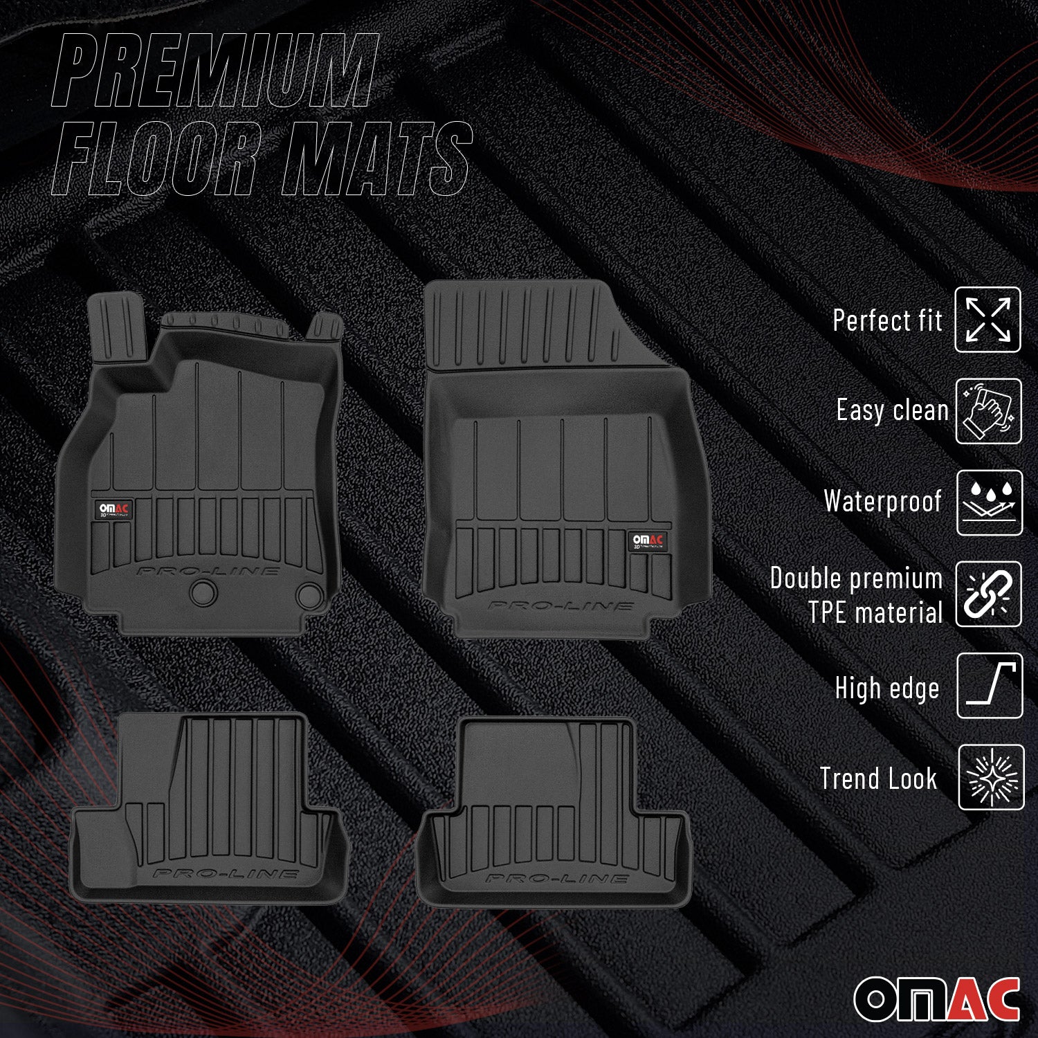 Tapis de Sol pour Renault Megane 2009-2012 TPE Noir