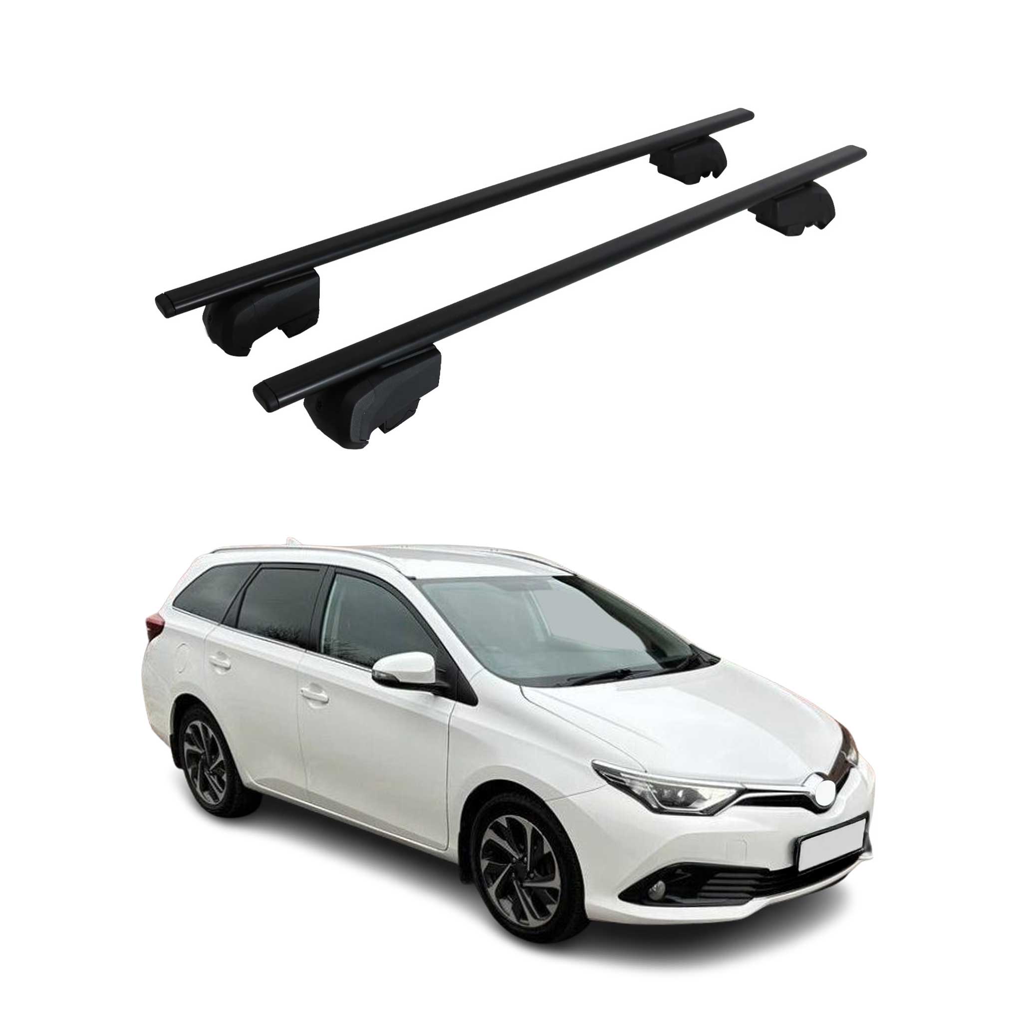 Barres de toit Transversales pour Toyota Auris Sports 2012-2019 Fer Noir ABE