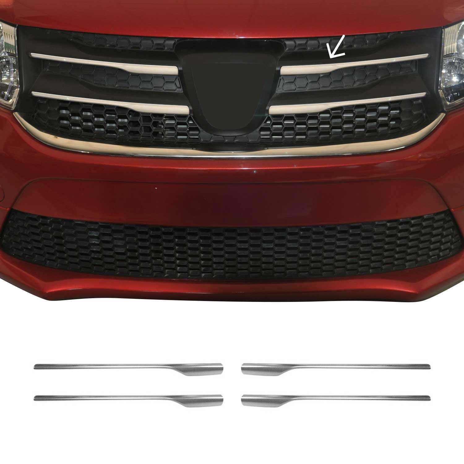 Moulure de Grille de Calandre pour Dacia Logan 2012-2016 Chromé 4Pcs