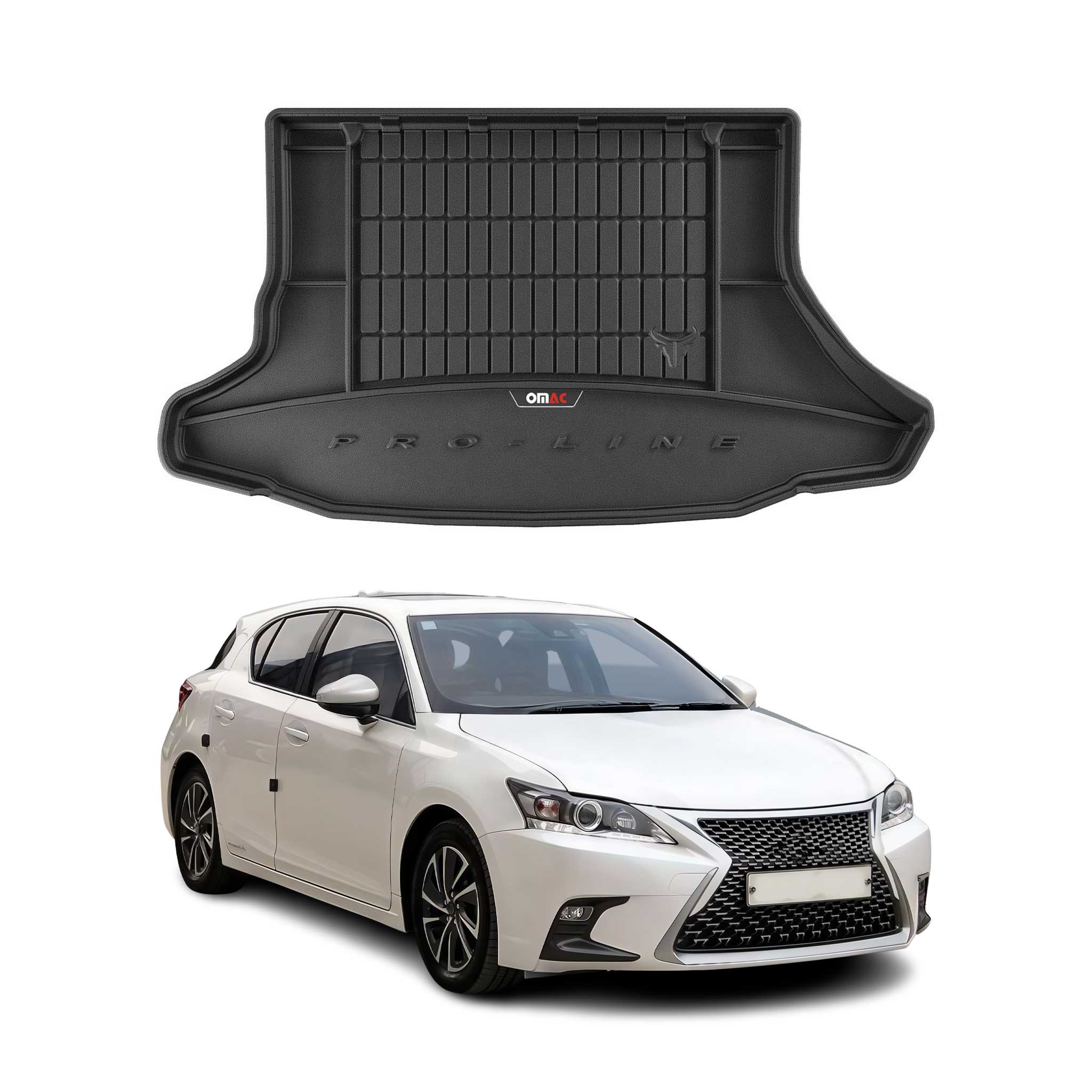 OMAC Tapis de Coffre pour Lexus CT Hybrid 2010-2020 sans subwoofer TPE Noir