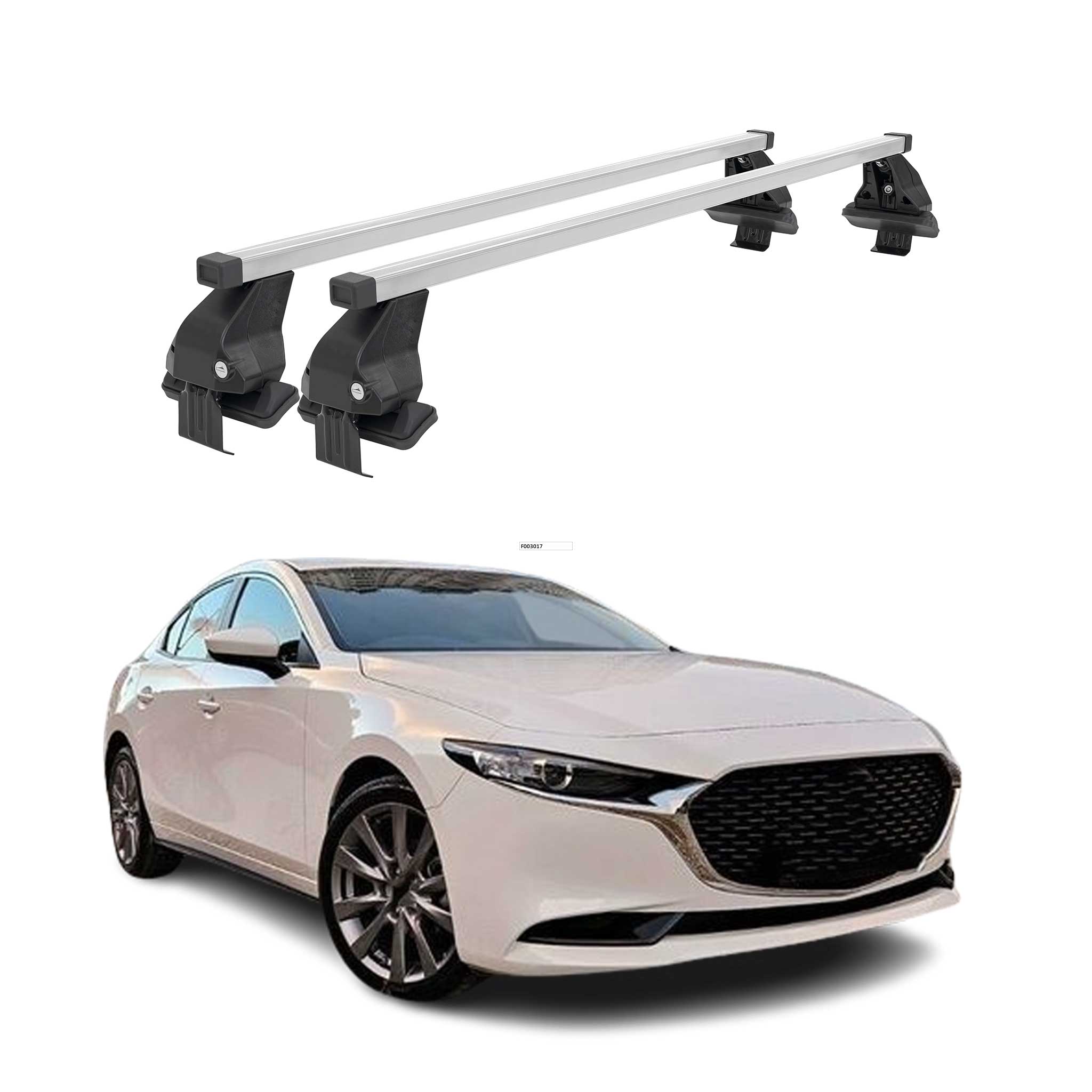 Barres de toit transversales pour Mazda 3 SD 2019-2026 4-trg Acier Gris