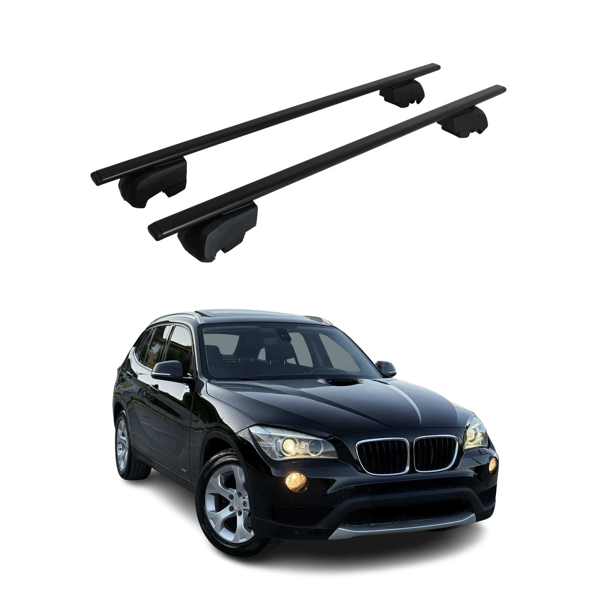 Barres de toit transversales pour BMW X1 E84 2009-2015 Fer Noir 2Pcs