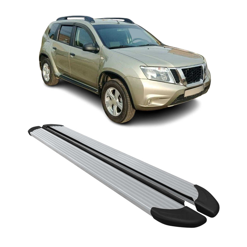 Marchepieds Latéraux pour Nissan Terrano 2012-2020 Aluminium Argent 2Pcs