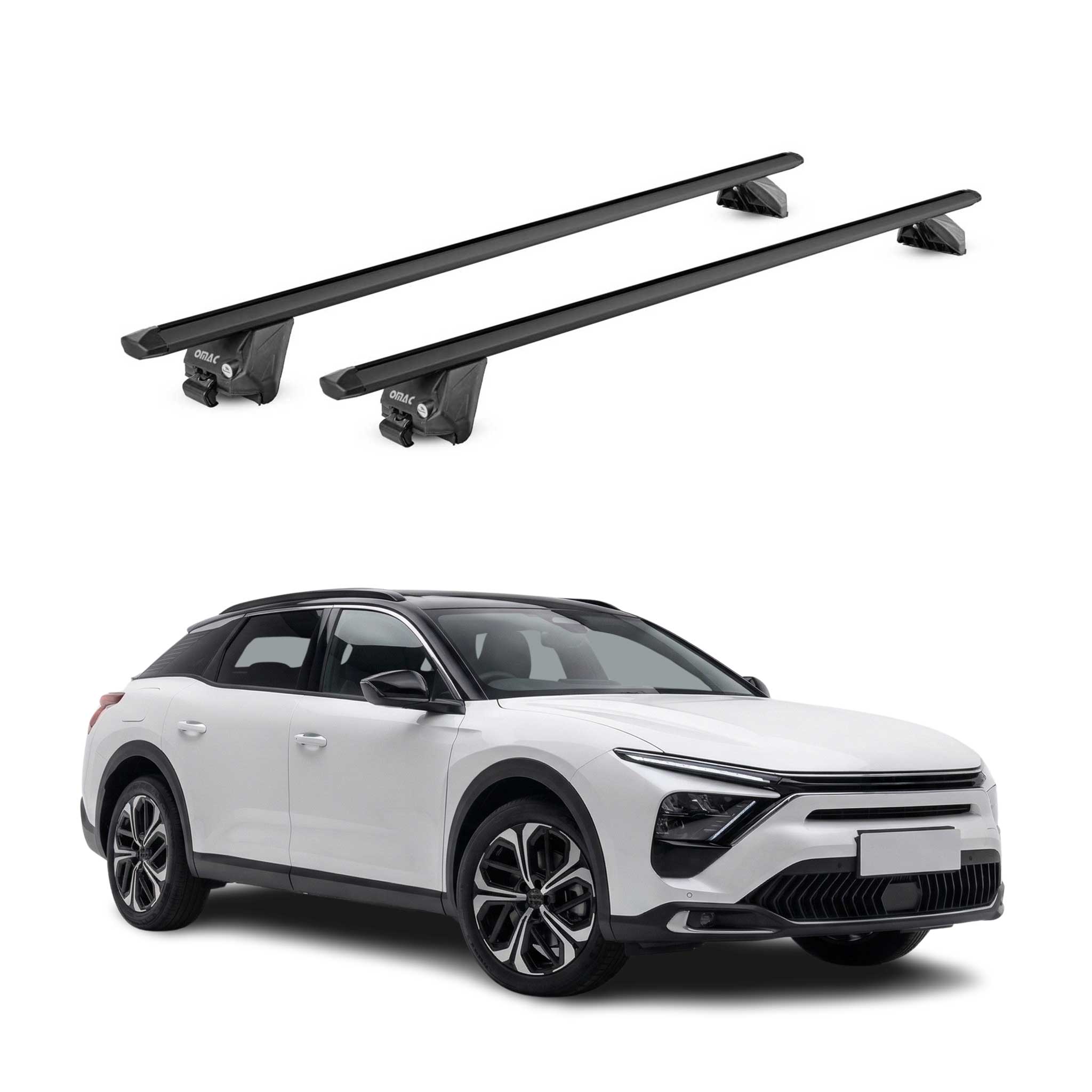 Barres de toit transversales pour Citroen C5 X 2022-2026 Alu Noir 2 pièces ABE