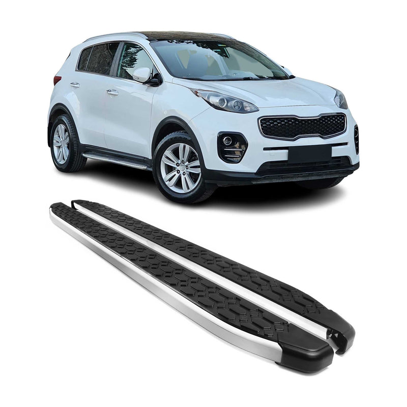 Marchepieds Latéraux pour Kia Sportage 4 2016-2021 Gris Noir Aluminium 2Pcs