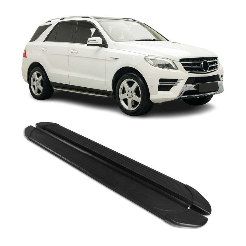 Marchepieds Latéraux pour Mercedes Classe M W166 2011-2019 2Pcs Alu Noir