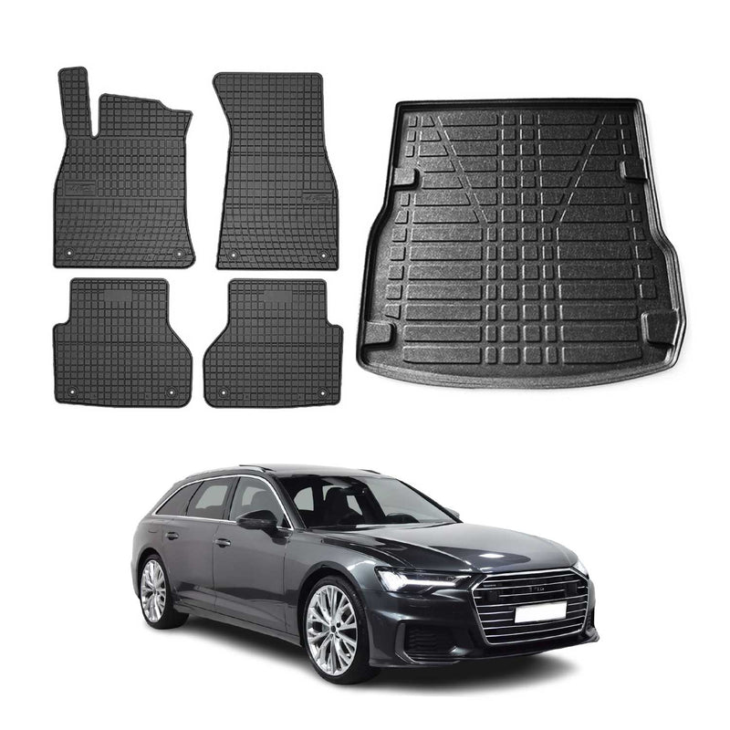 Kit Tapis de sol et coffre pour Audi A6 C8 4A Break Allroad 2018-2025 Noir TPE
