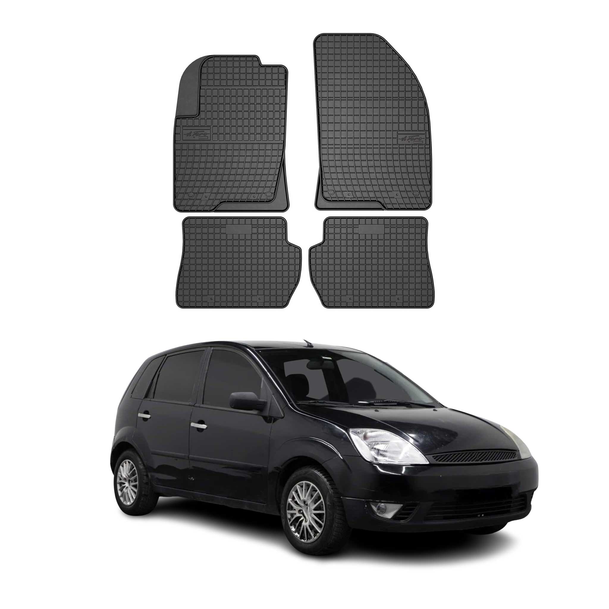Tapis de Sol pour Ford Fiesta 2002-2008 Caoutchouc Noir