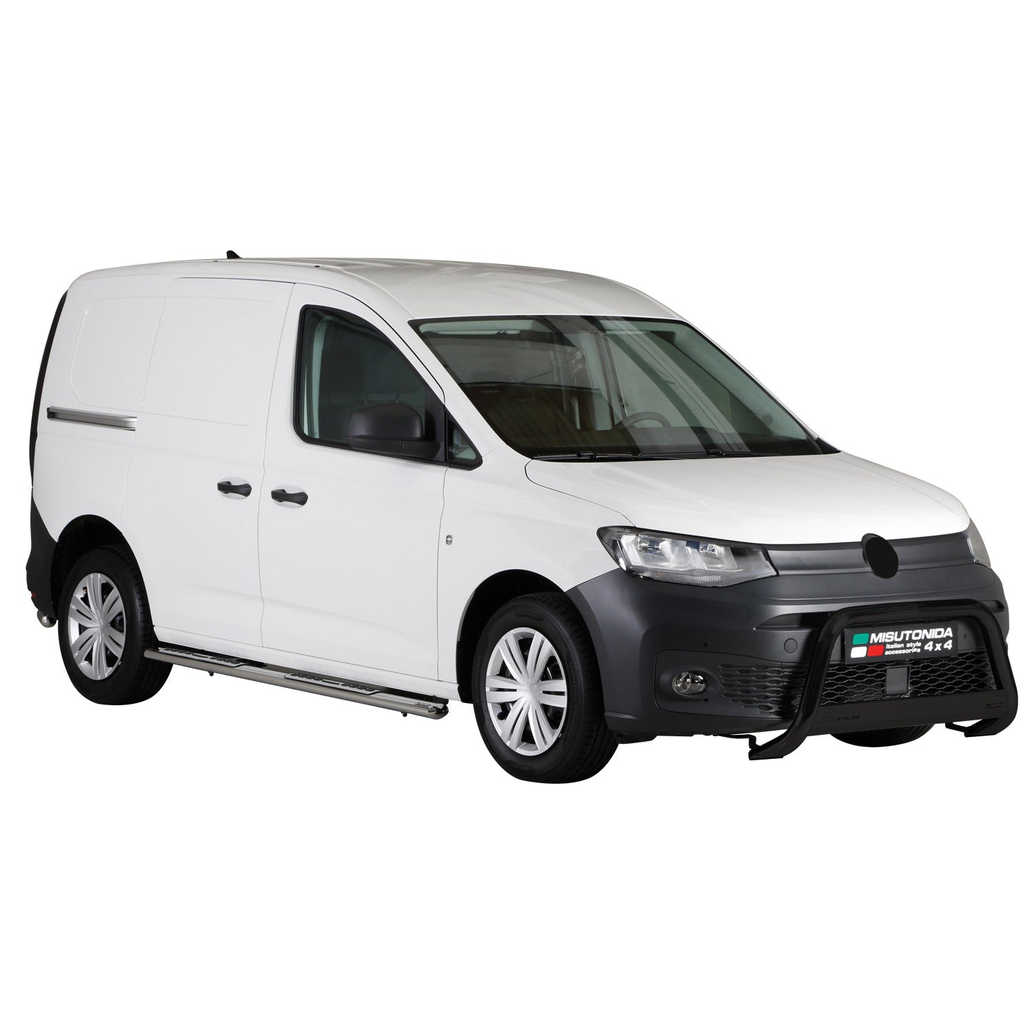 Pare-buffle Avant pour VW Caddy 2021-2026 63mm en Acier Inoxydable Noir