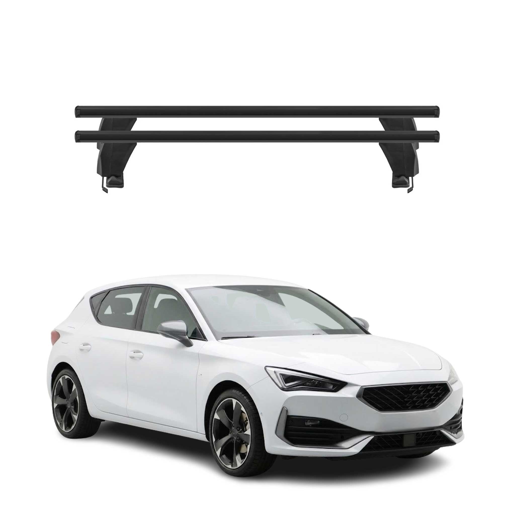 Menabo Barres de toit Transversales pour Cupra Leon IV 2020-2023 Pre-FL Noir 2x