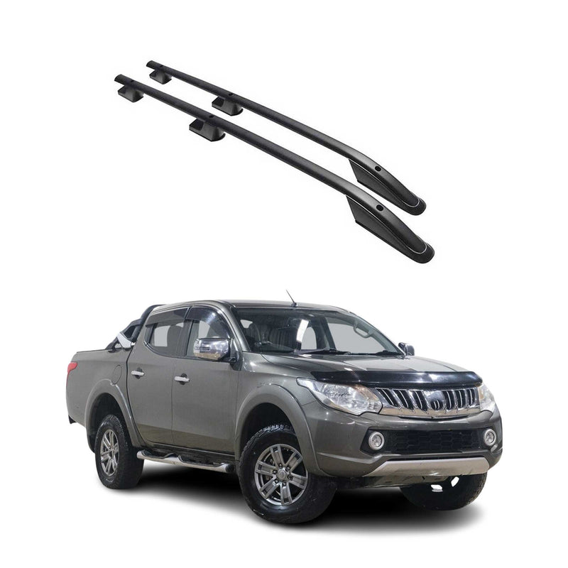 Barres de toit longitudinales pour Mitsubishi L200 DoubleCab 2015-19 L2 Alu Noir