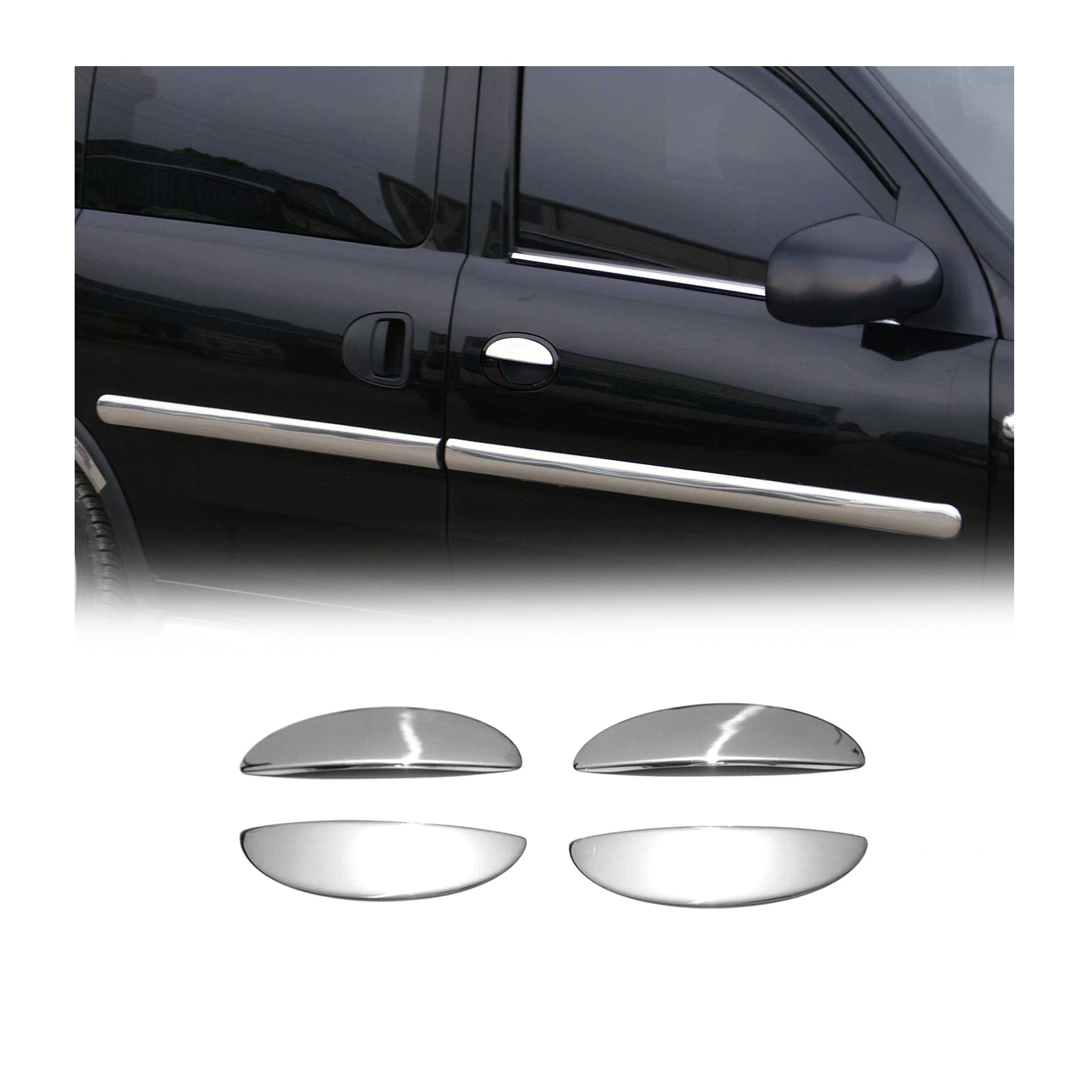 Couvercle de Poignée de porte pour Opel Meriva A 2003-2010 acier inox Chromé