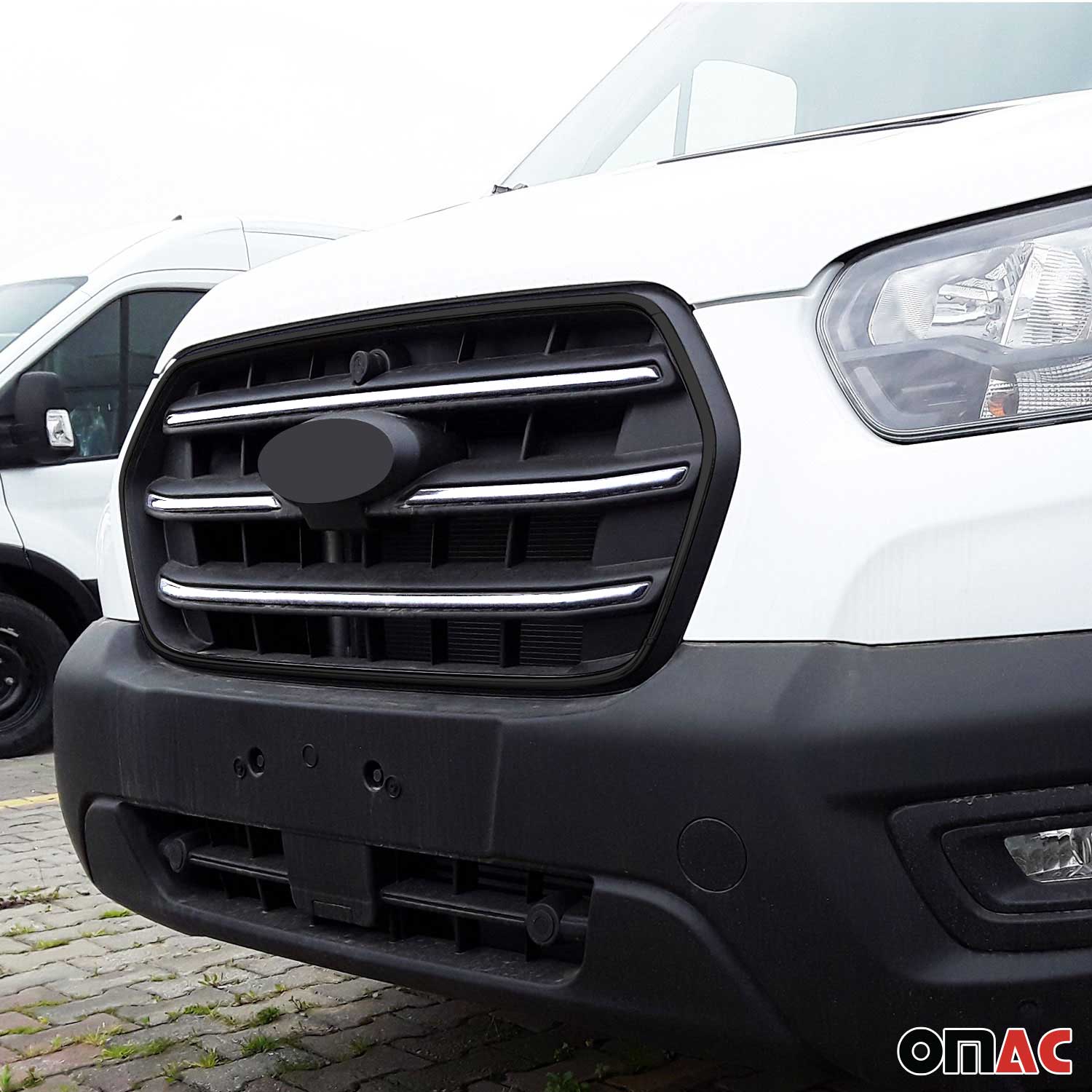 Moulure de Grille de Calandre pour Ford Transit 2018-2026 en Acier Chromé 4Pcs