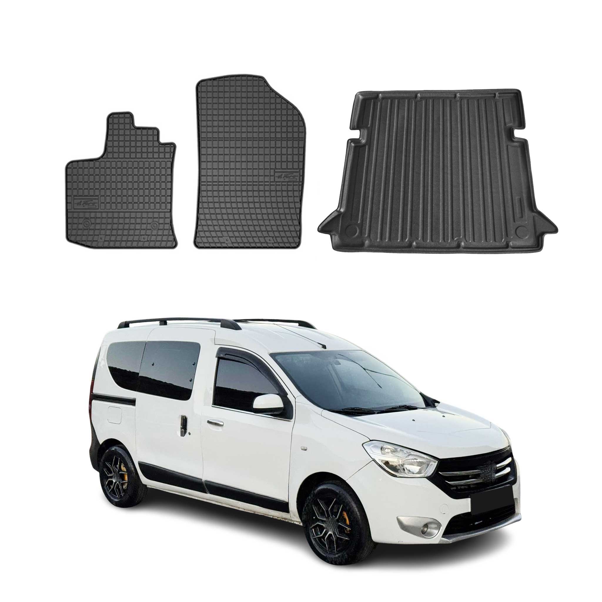 Kit Tapis de sol et coffre pour Dacia Dokker 2012-2024 Noir TPE
