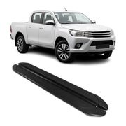 Marchepieds Latéraux pédale pour Toyota Hilux Double Cab 2015-2026 2Pcs Alu Noir