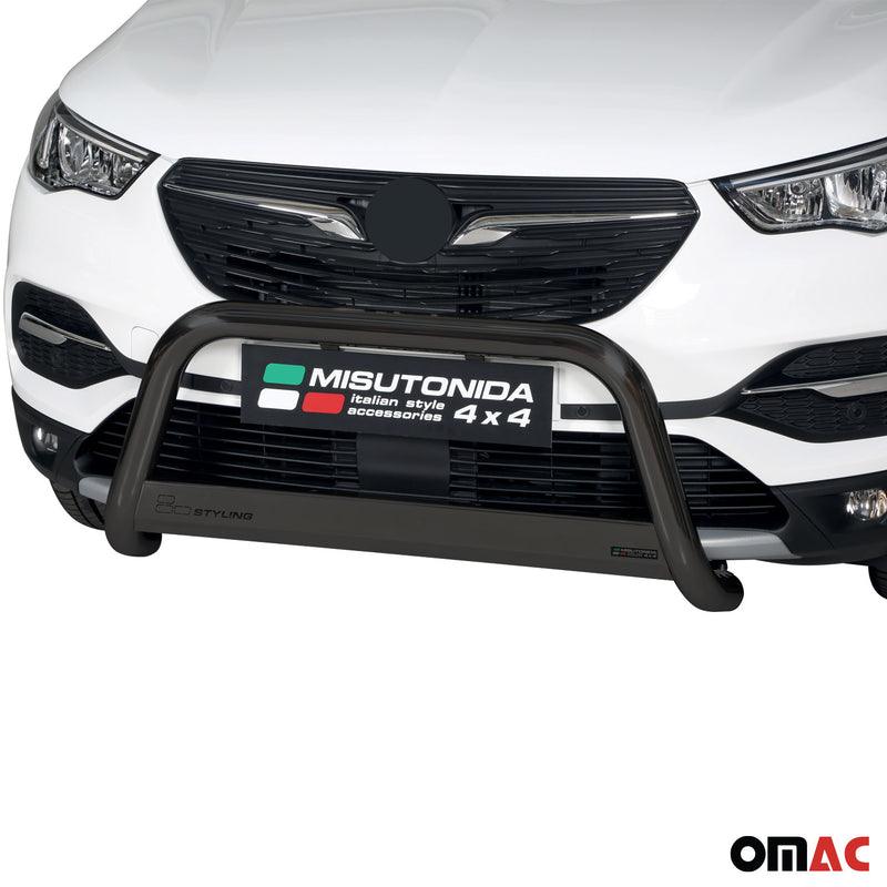 Pare-buffle Avant pour Opel Grandland X 2018-2025 63mm en Acier Inoxydable Noir